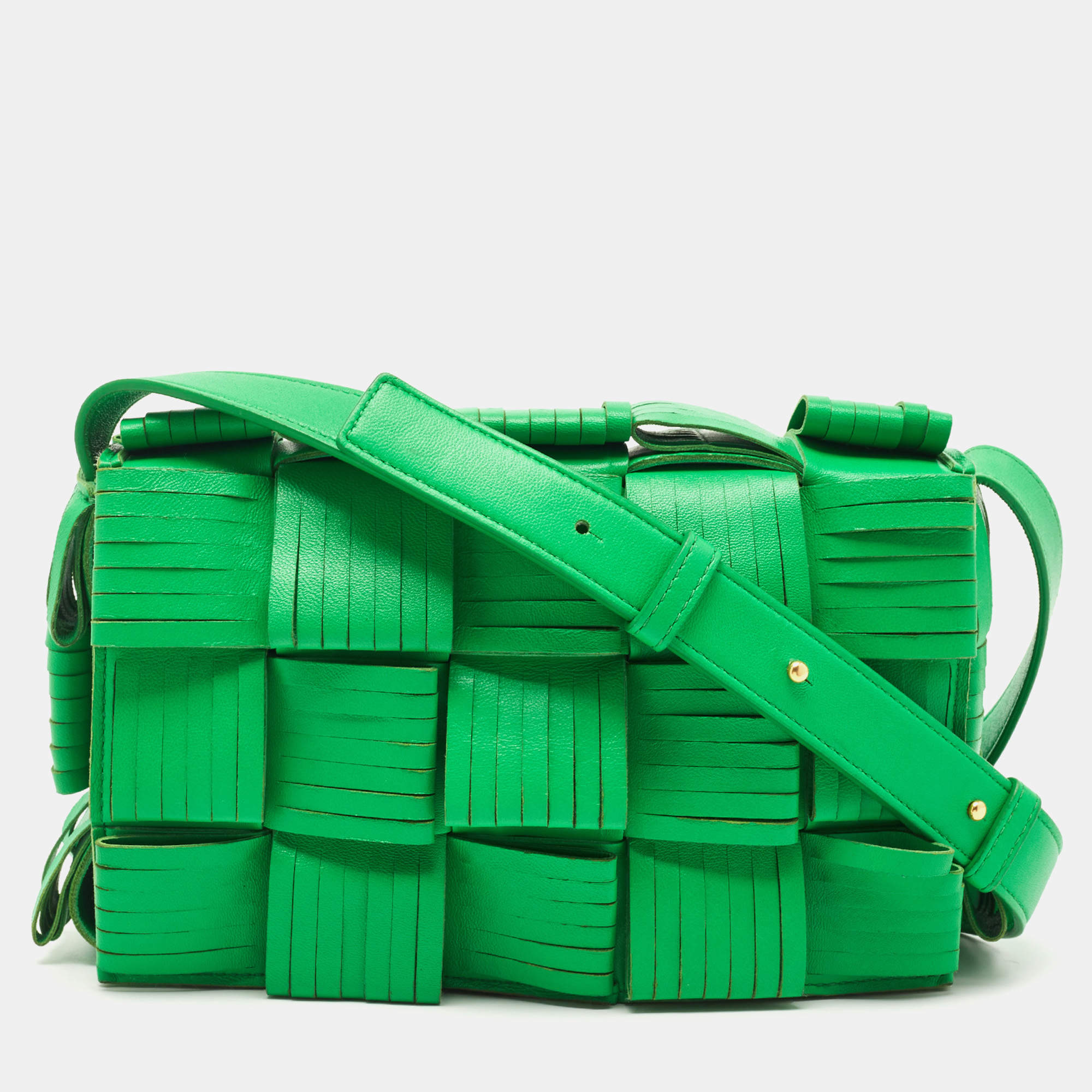 【BOTTEGA VENETA】Green/レザーバングル/　Size:S BOTTEGA VENETA - 新品同様 ボッテガヴェネタ トライアングル