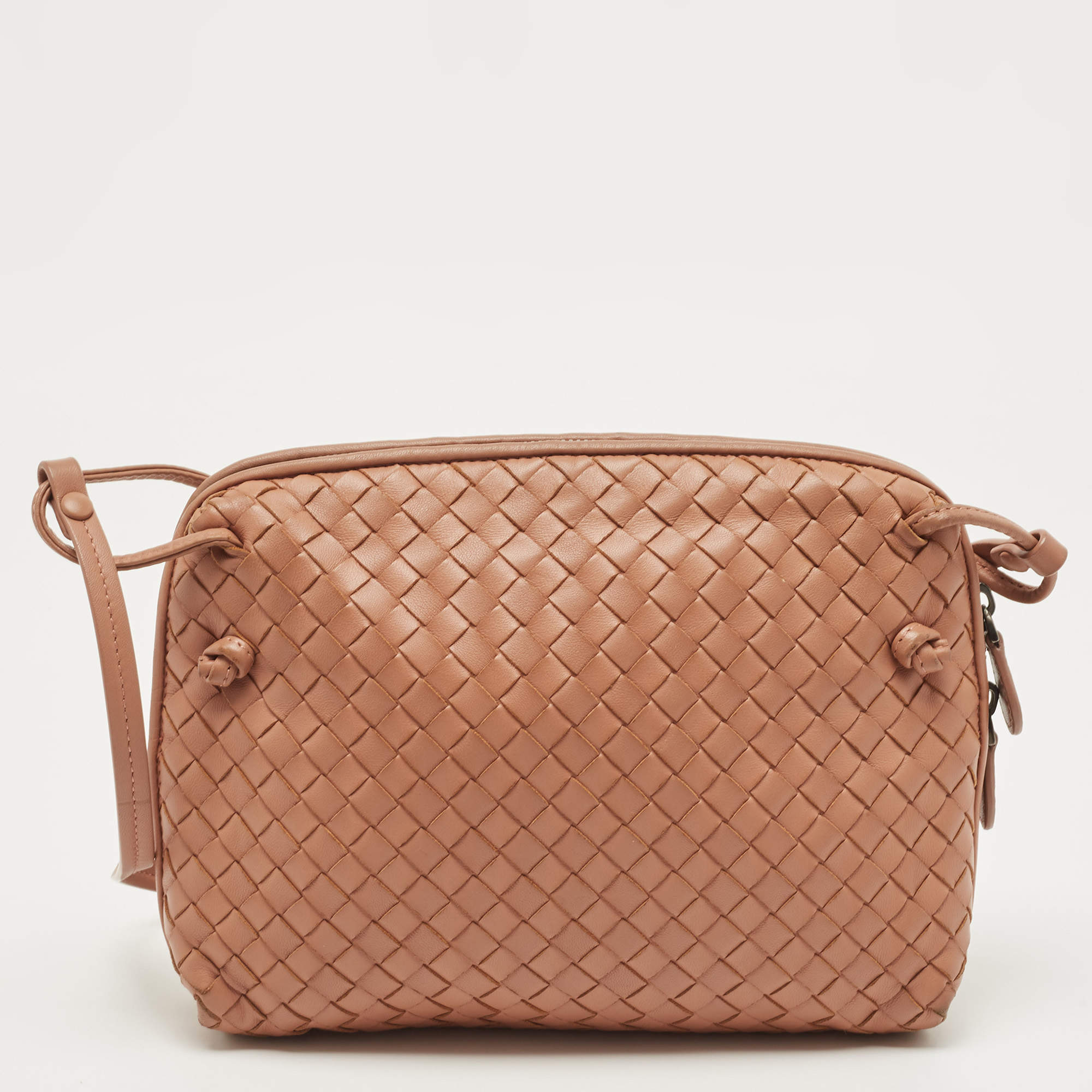 Bottega Veneta Intrecciato Nodini Crossbody - Pink Crossbody Bags, Handbags  - BOT203028