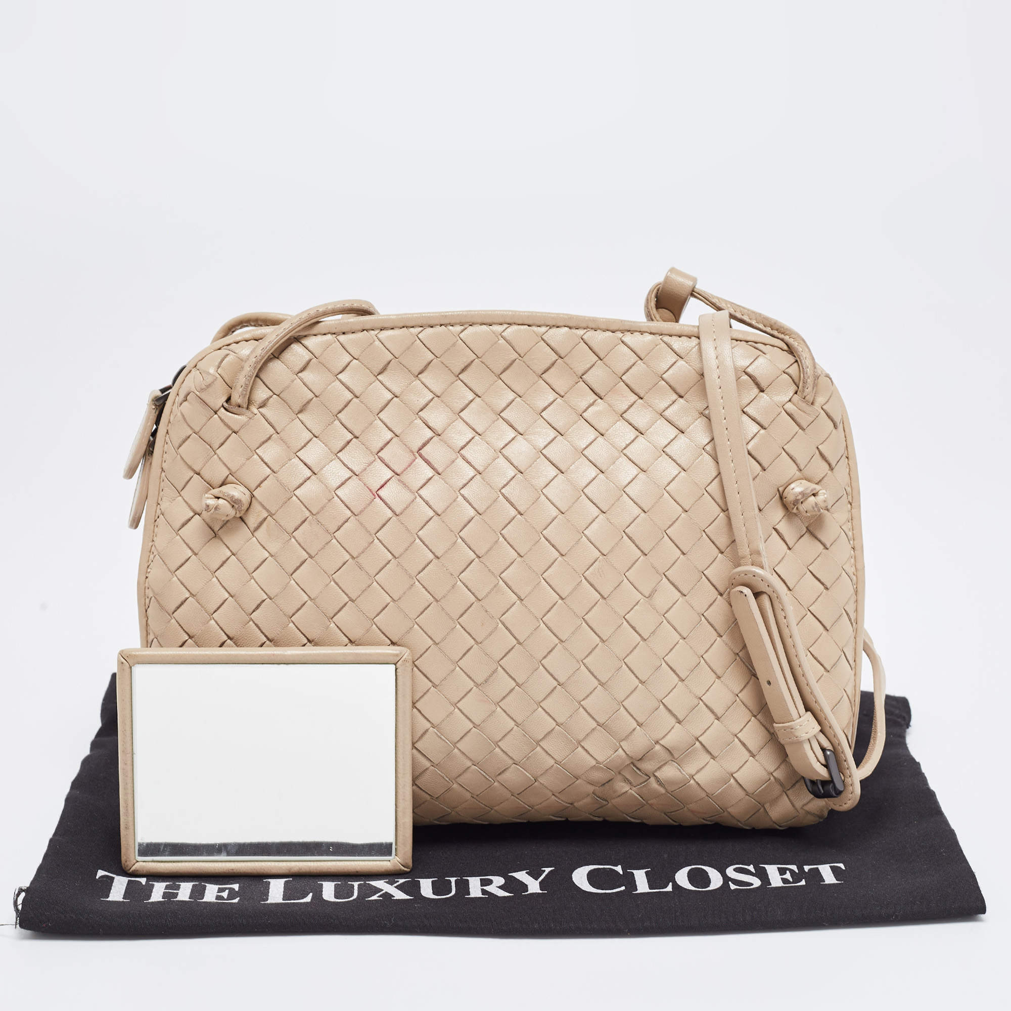 Bottega Veneta Dark Beige Intrecciato Leather Nodini Crossbody Bag Bottega  Veneta | The Luxury Closet