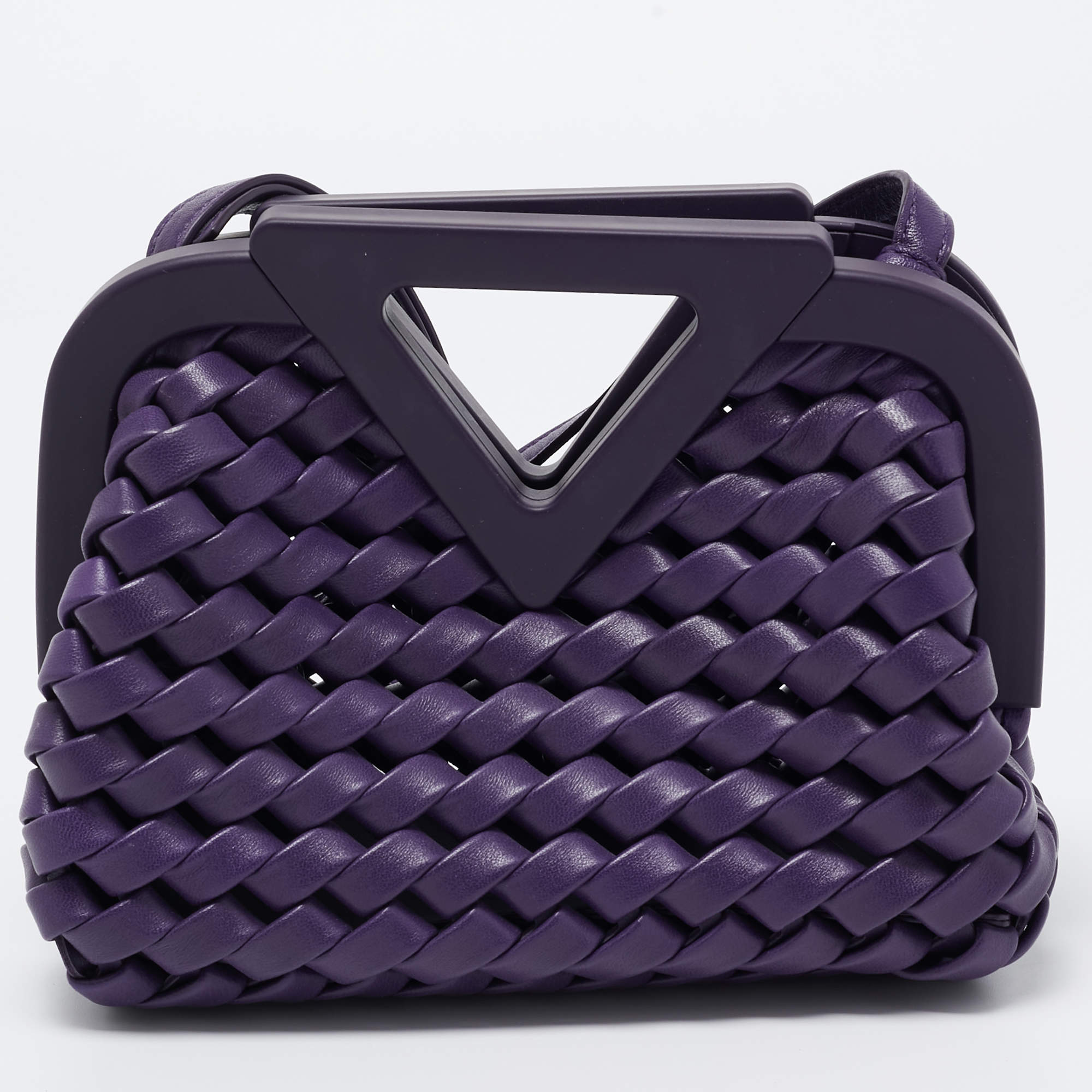 Pre Owned Bottega Veneta Purple Woven Leather Point Shoulder Bag
