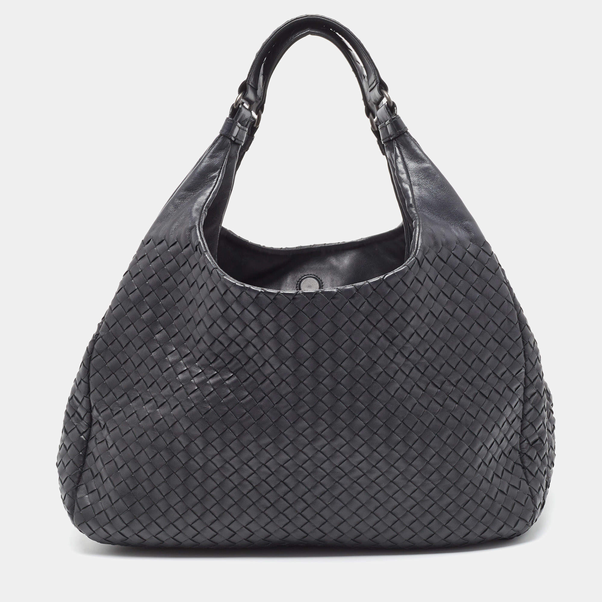 Pre Owned Bottega Veneta Black Intrecciato Leather Sloane Hobo