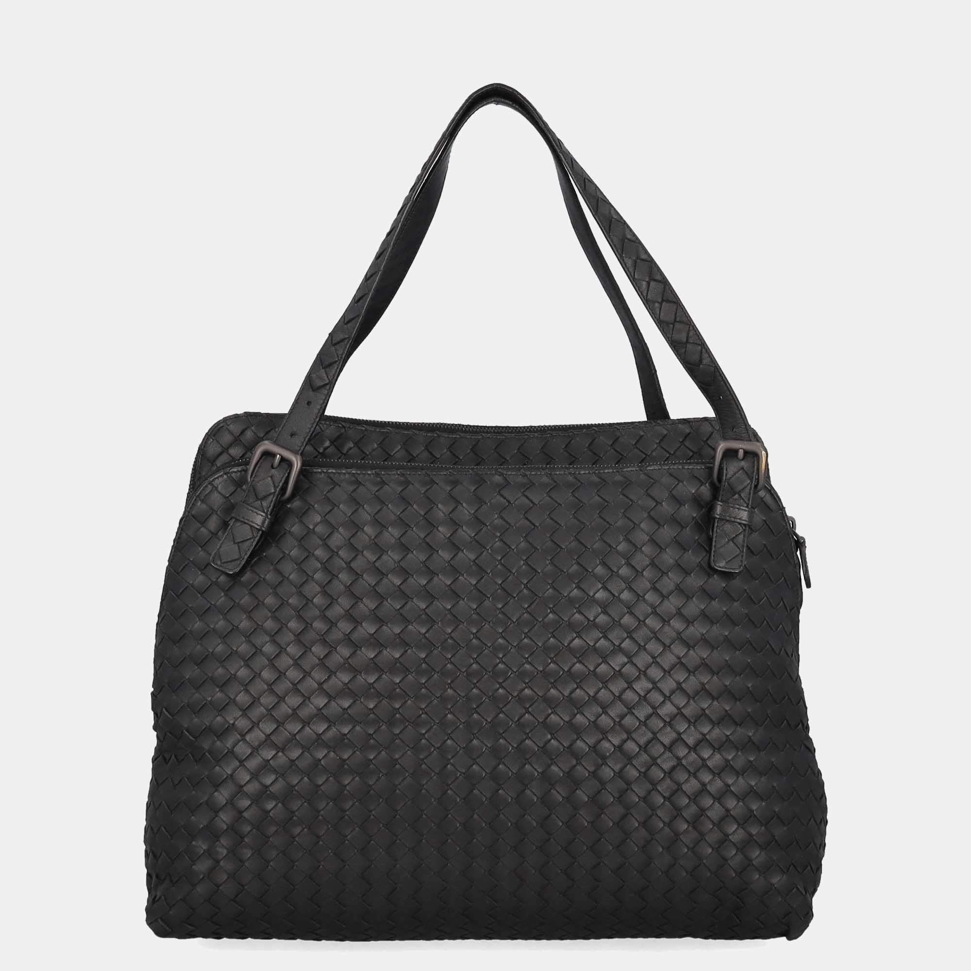 Pre Owned Bottega Veneta  Women's Leather Handbag - Black - One Size