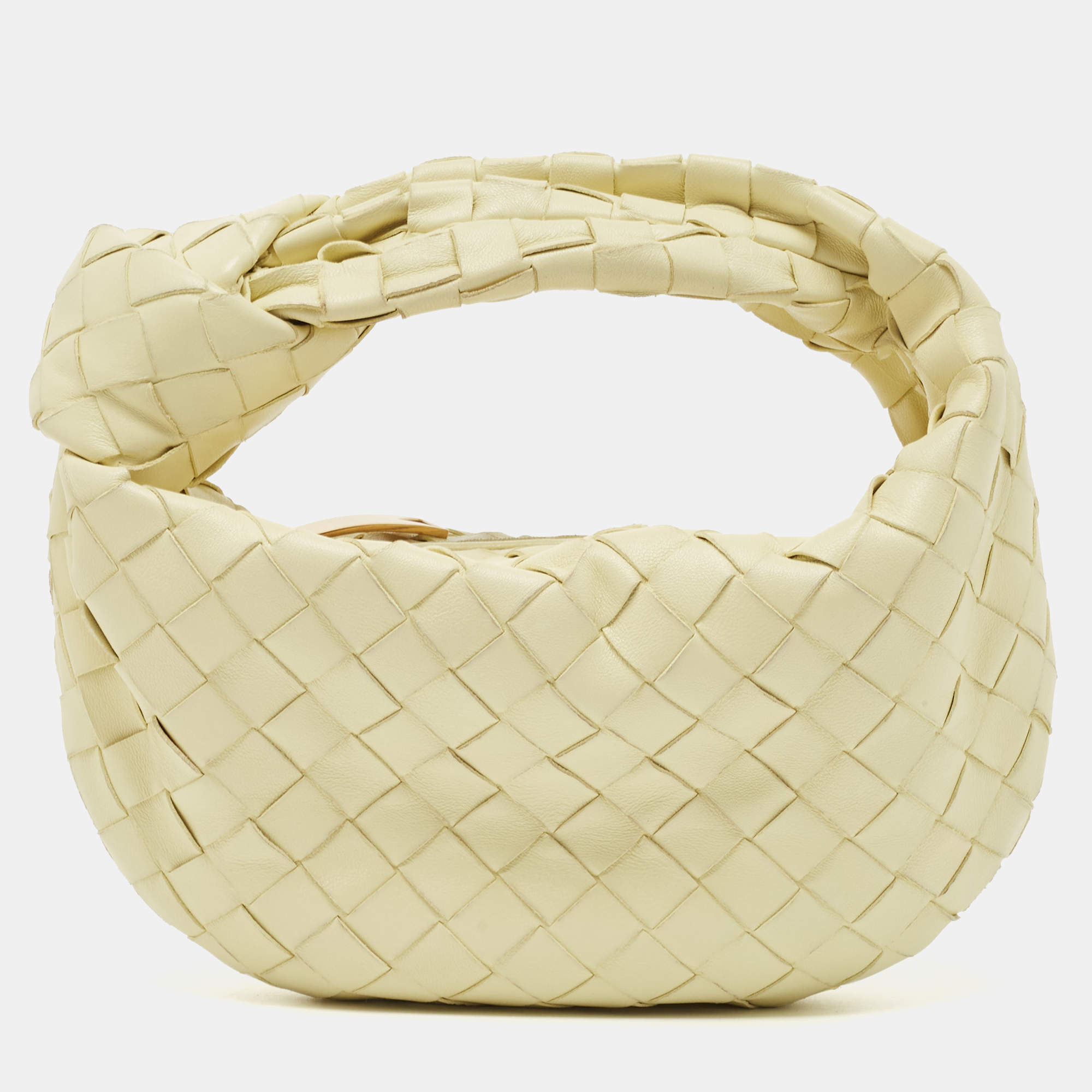 Pre Owned حقيبة هوبو بوتيغا فينيتا ميني جودي جلد إنترشياتو أصفر فاتح