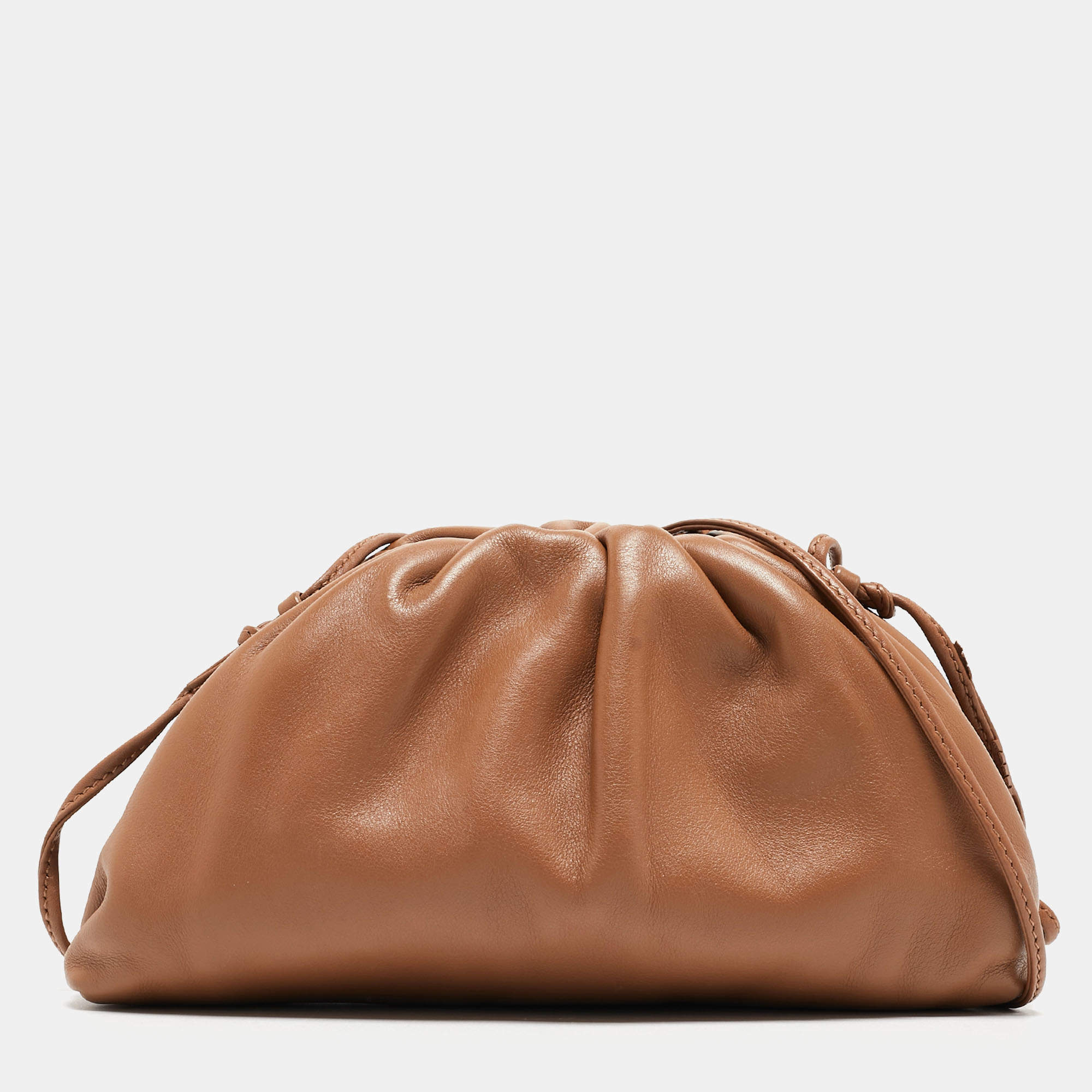 Pre Owned Bottega Veneta Brown Leather Mini The Pouch Bag