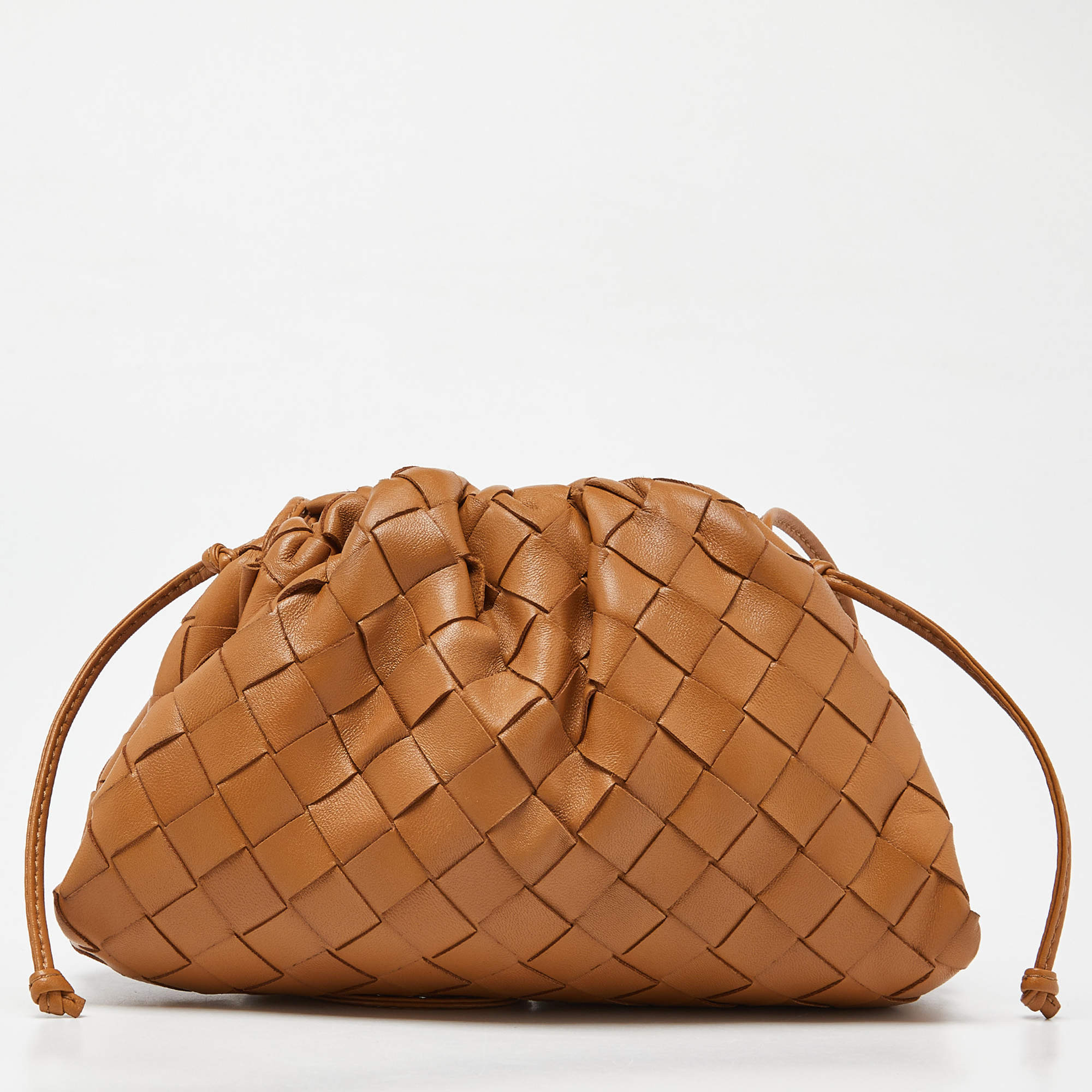Pre Owned Bottega Veneta Tan Intrecciato Leather Mini The Pouch Bag
