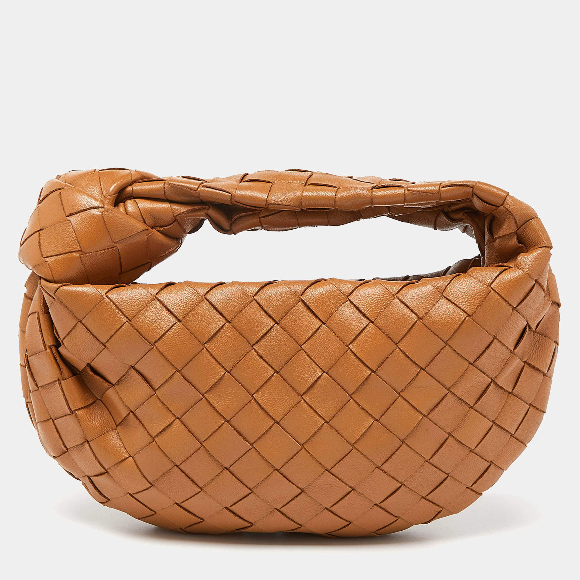 Pre Owned Bottega Veneta Brown Intrecciato Leather Mini Jodie Hobo