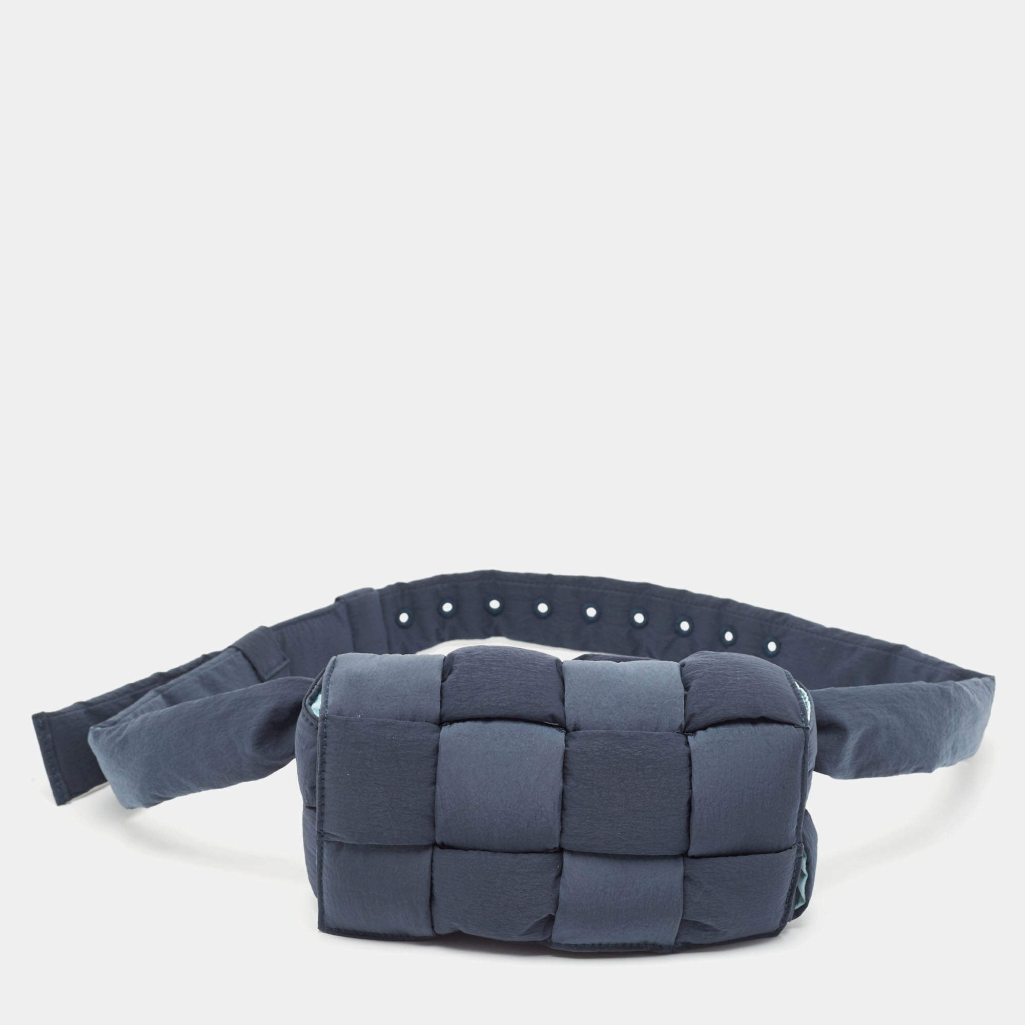 Bottega Veneta Navy Blue Padded Tech Fabric Cassette Belt Bag