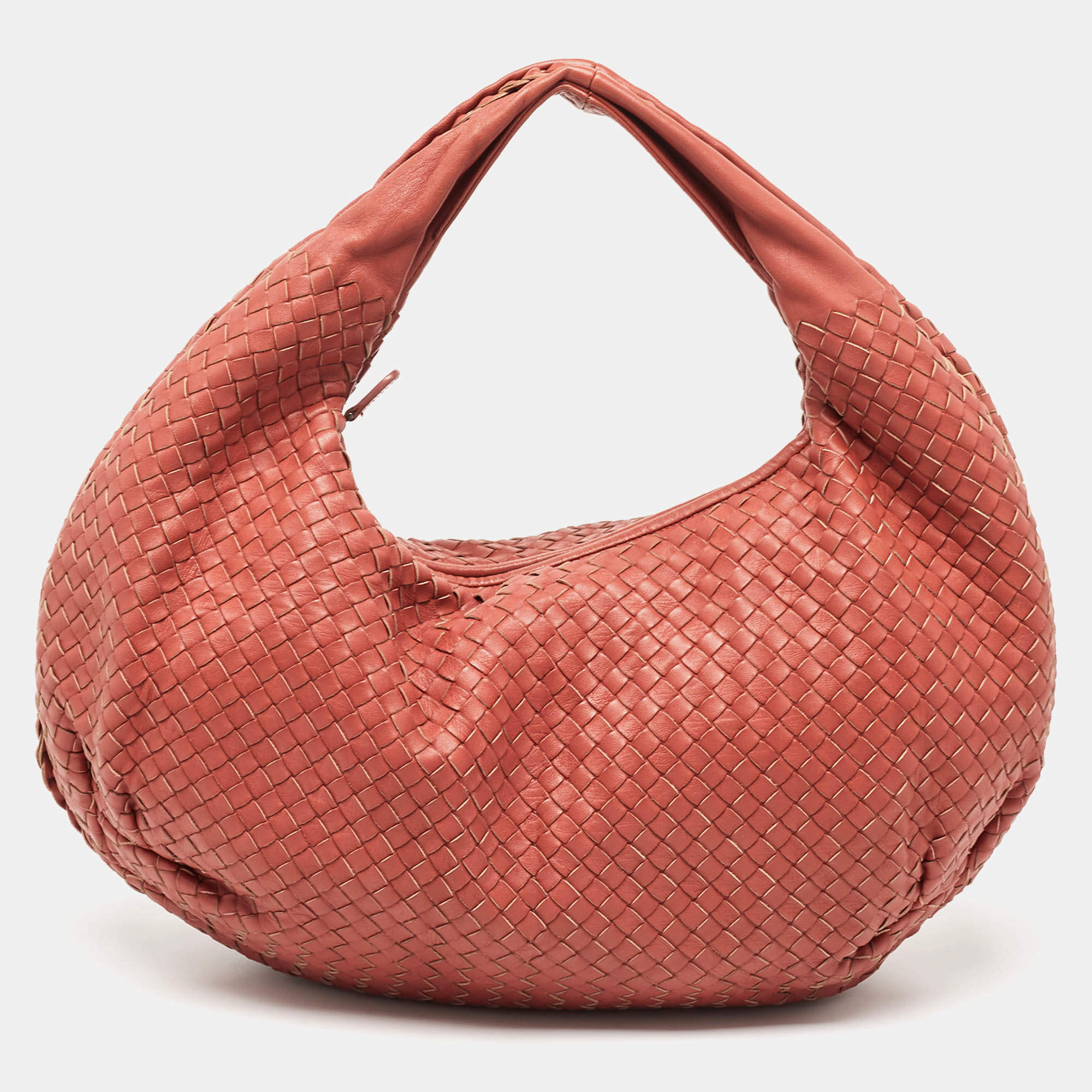 Bottega Veneta Red Intrecciato Leather Hobo