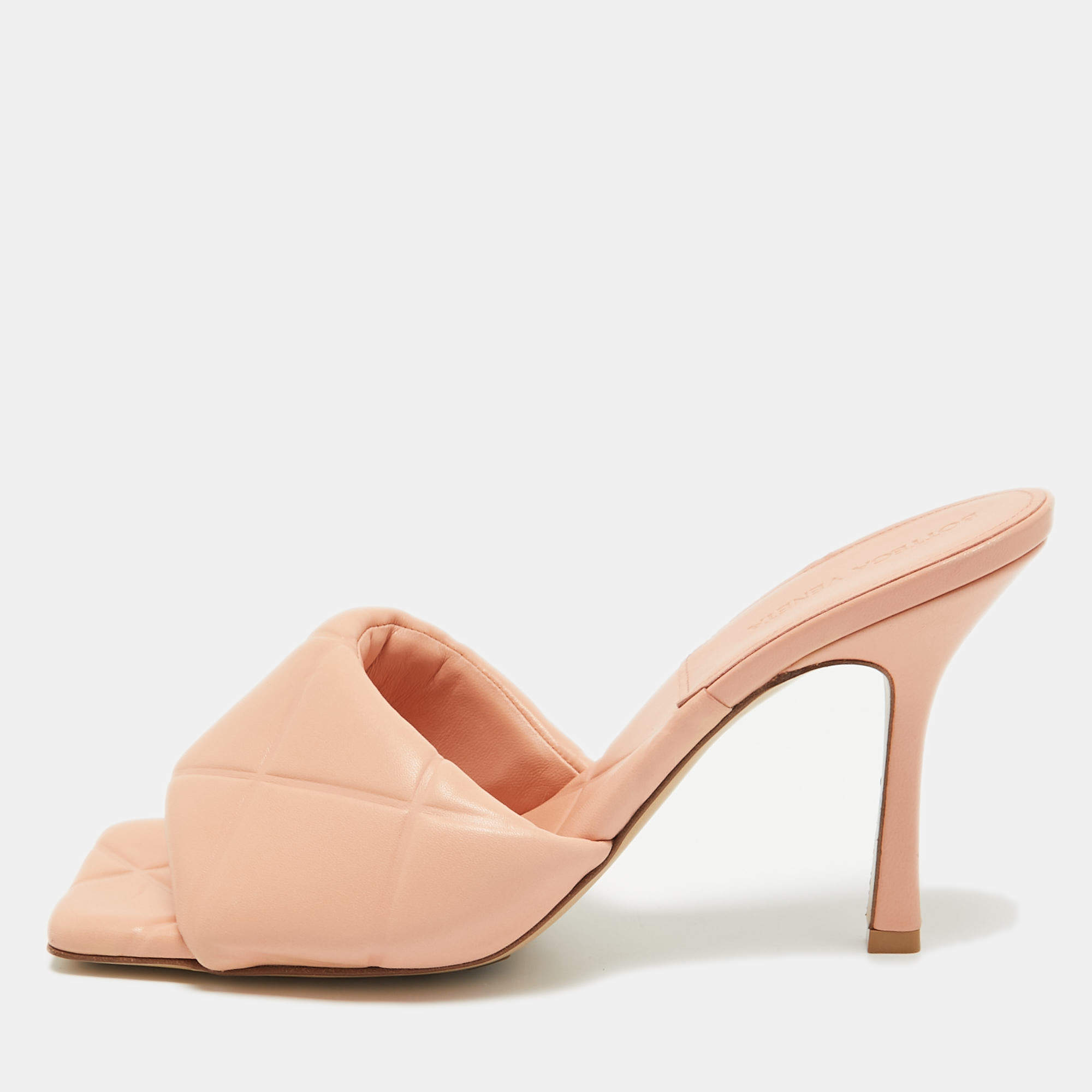 Pre Owned Bottega Veneta Orange Leather Lido Slide Sandals Size 40