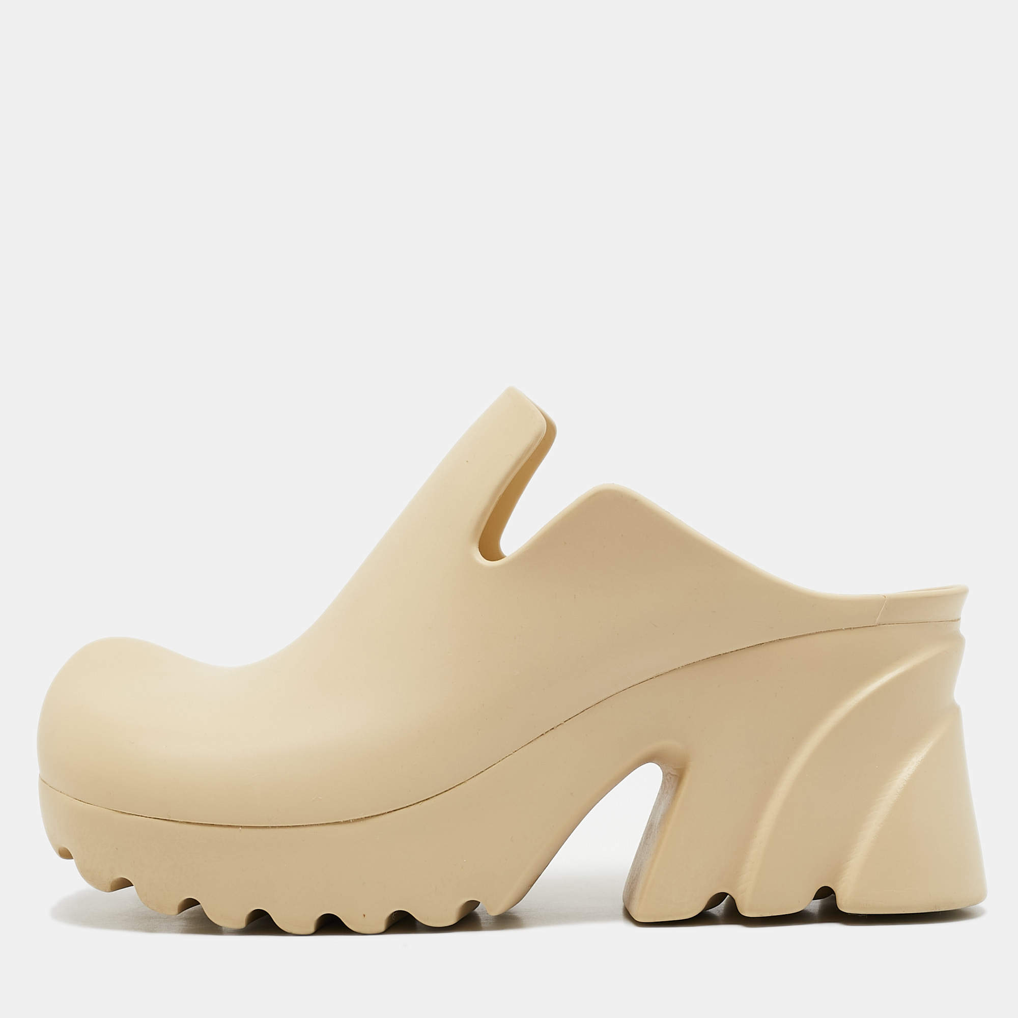 Bottega Veneta Beige Rubber Flash Mules Size 39