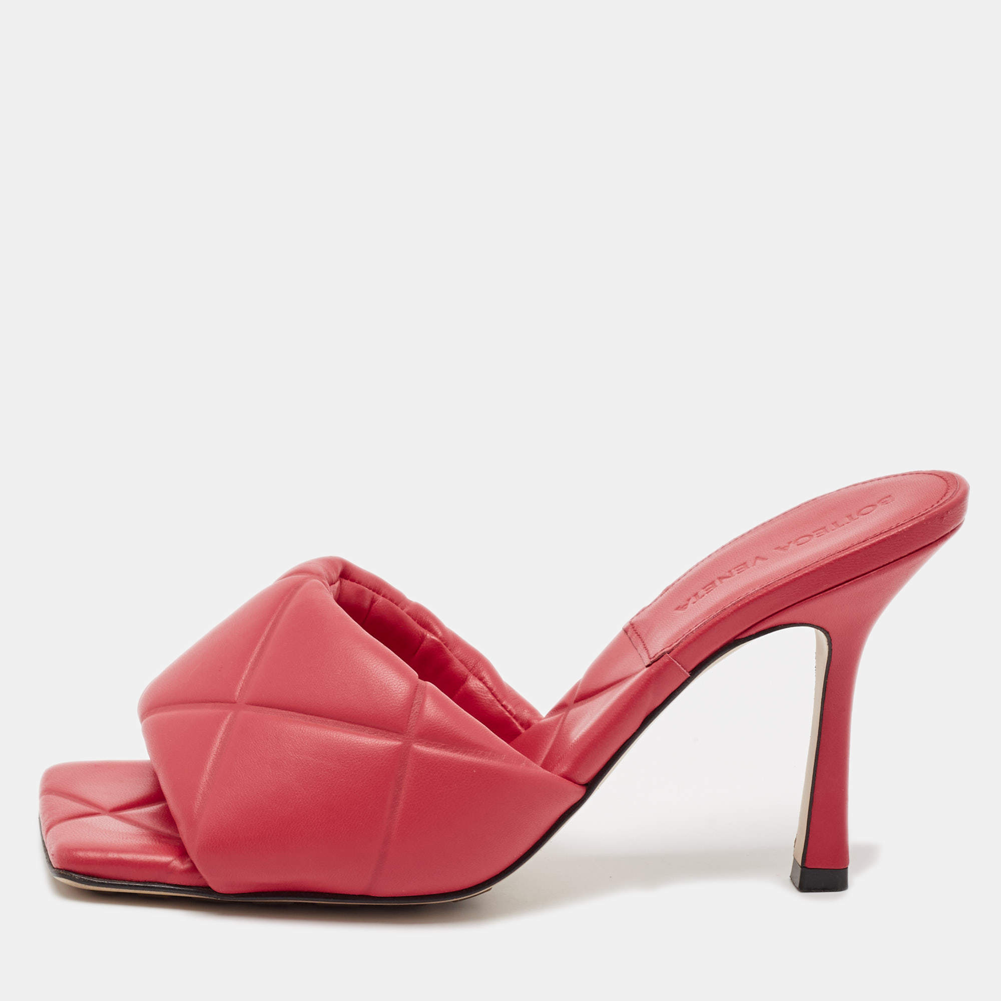 Bottega Veneta Red Intrecciato Leather Lido Mule Sandals Size 37