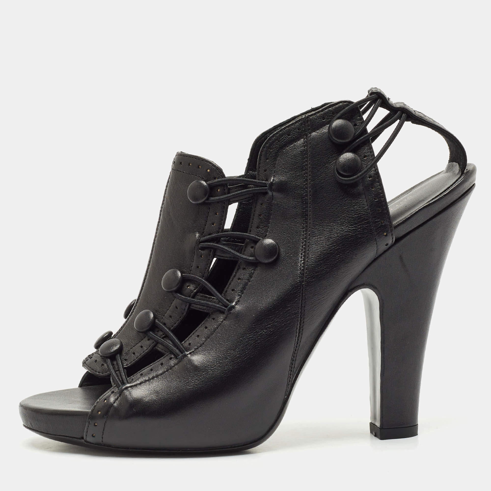Bottega Veneta Black Leather Ankle Length Boots Size 39