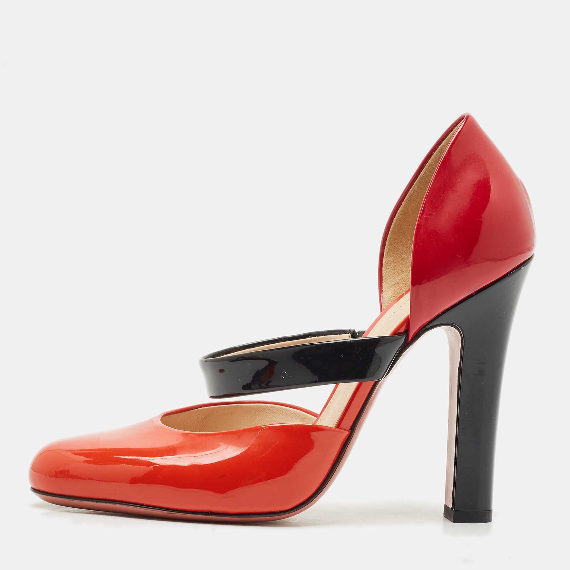 Pre Owned Bottega Veneta Tricolour Patent Leather Mary Jane Pumps Size 38