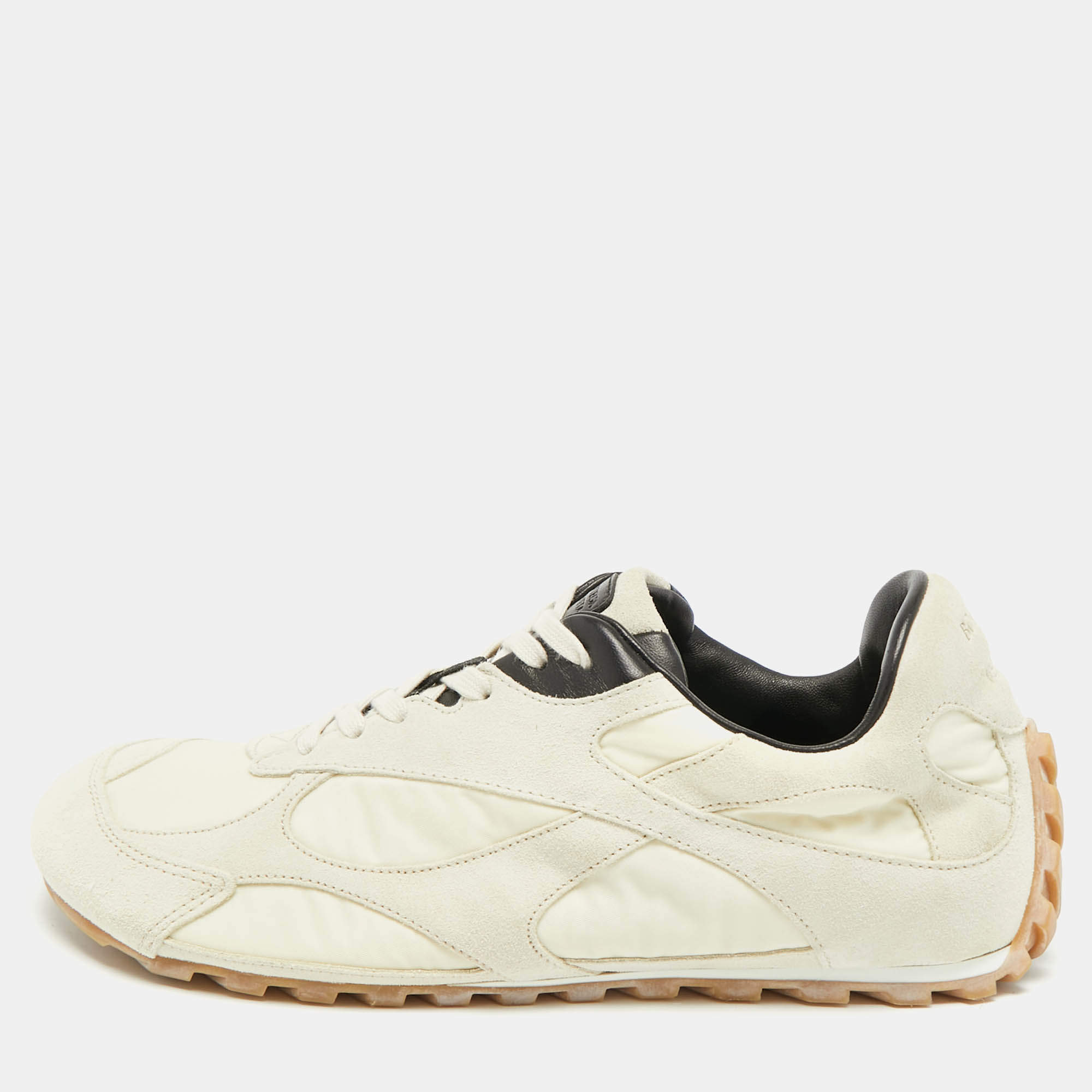 مملوكة مسبقًا Bottega Veneta Orbit Flash Size 40 Cream Nylon and Suede Lace Up Sneakers