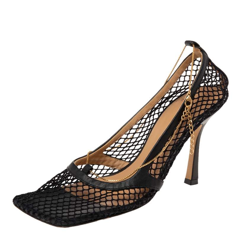 bottega veneta black mesh pumps