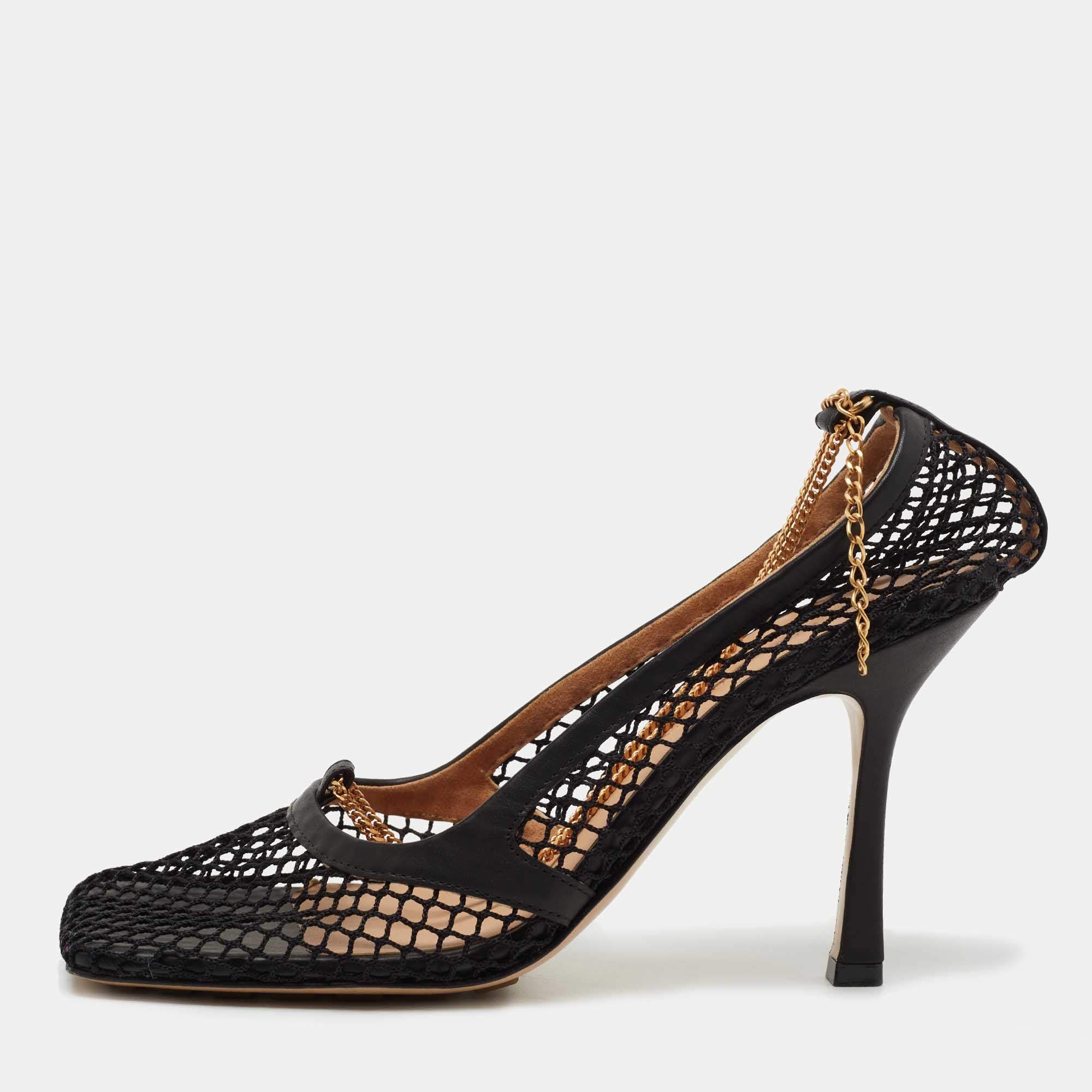 Bottega Veneta Black Mesh Stretch Pumps Size 38.5