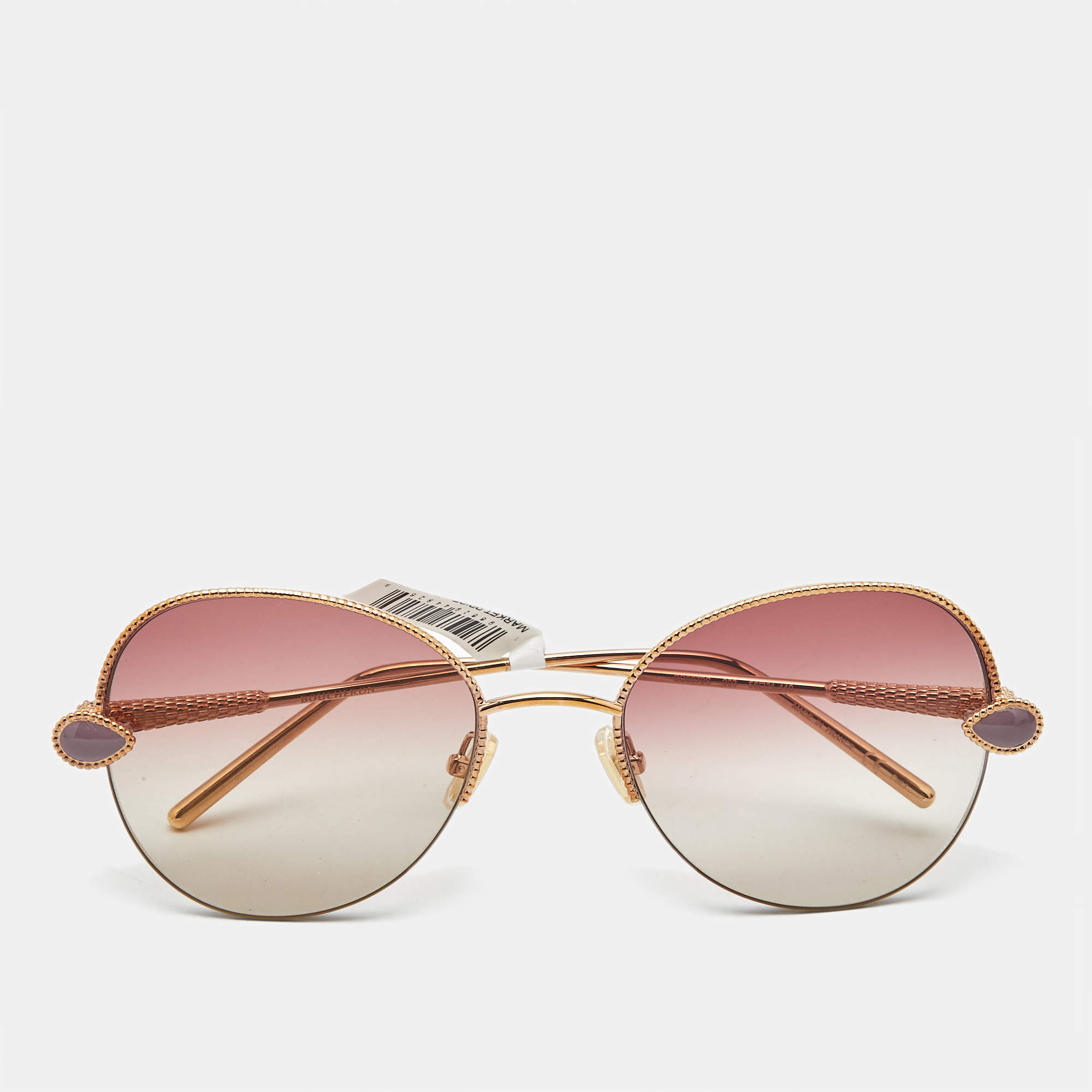 Pre Owned Boucheron Red/Gold Tone Gradient BC0079S Aviator Sunglasses