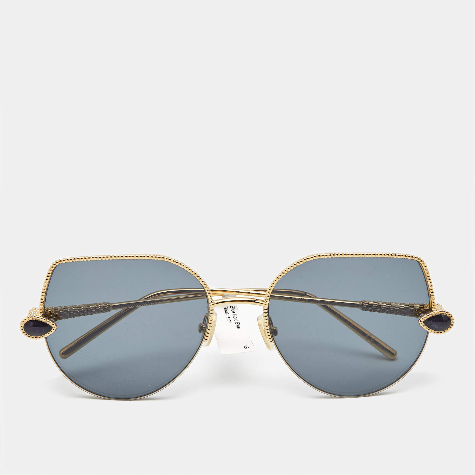 Pre Owned Boucheron Blue/Gold Tone Gradient BC0079S Aviator Sunglasses