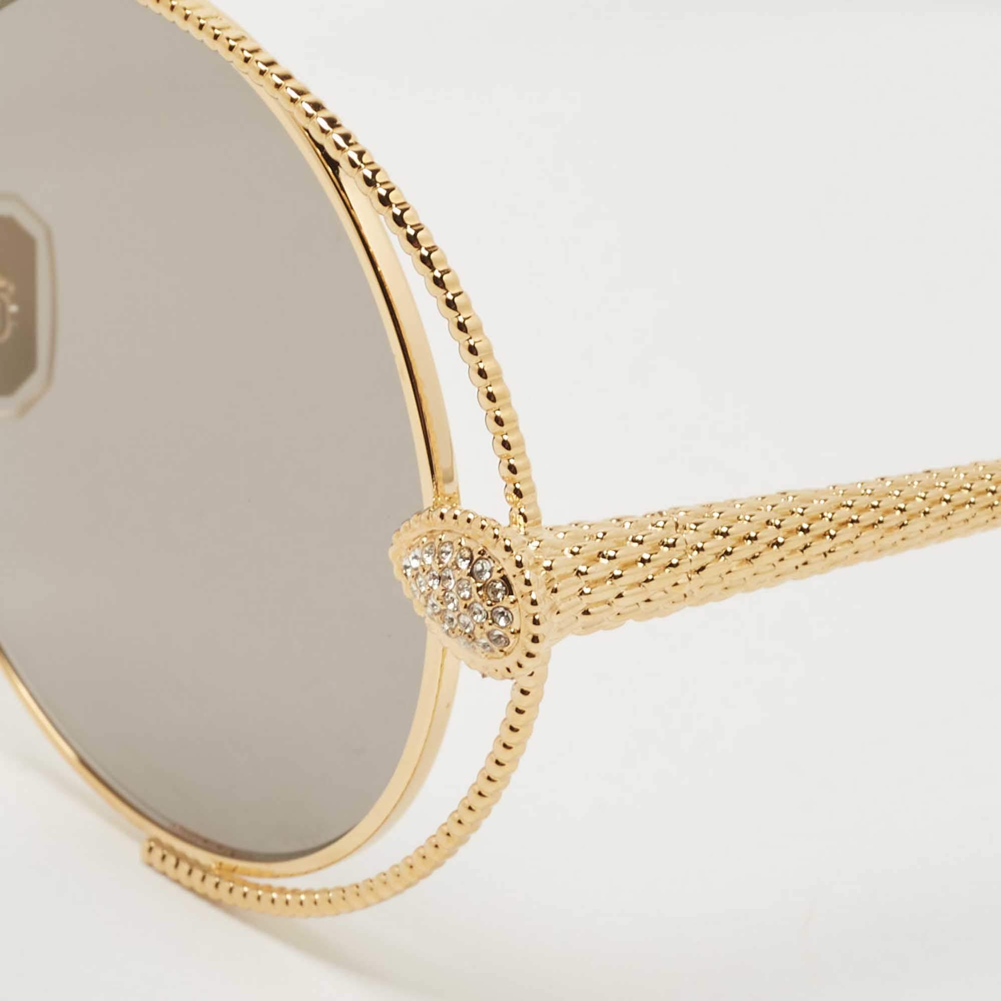 Boucheron Gold Tone/Grey BC0031S Serpent Boheme Round Sunglasses