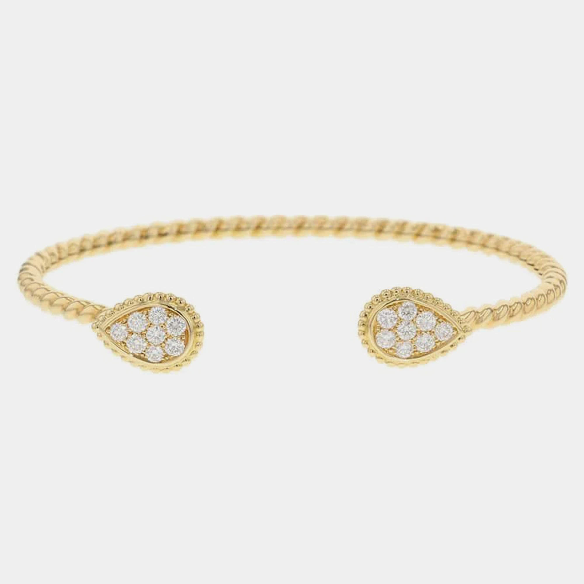 Boucheron 18K Yellow Gold and Diamond Serpent Boheme Twin Motif Bangle Bracelet