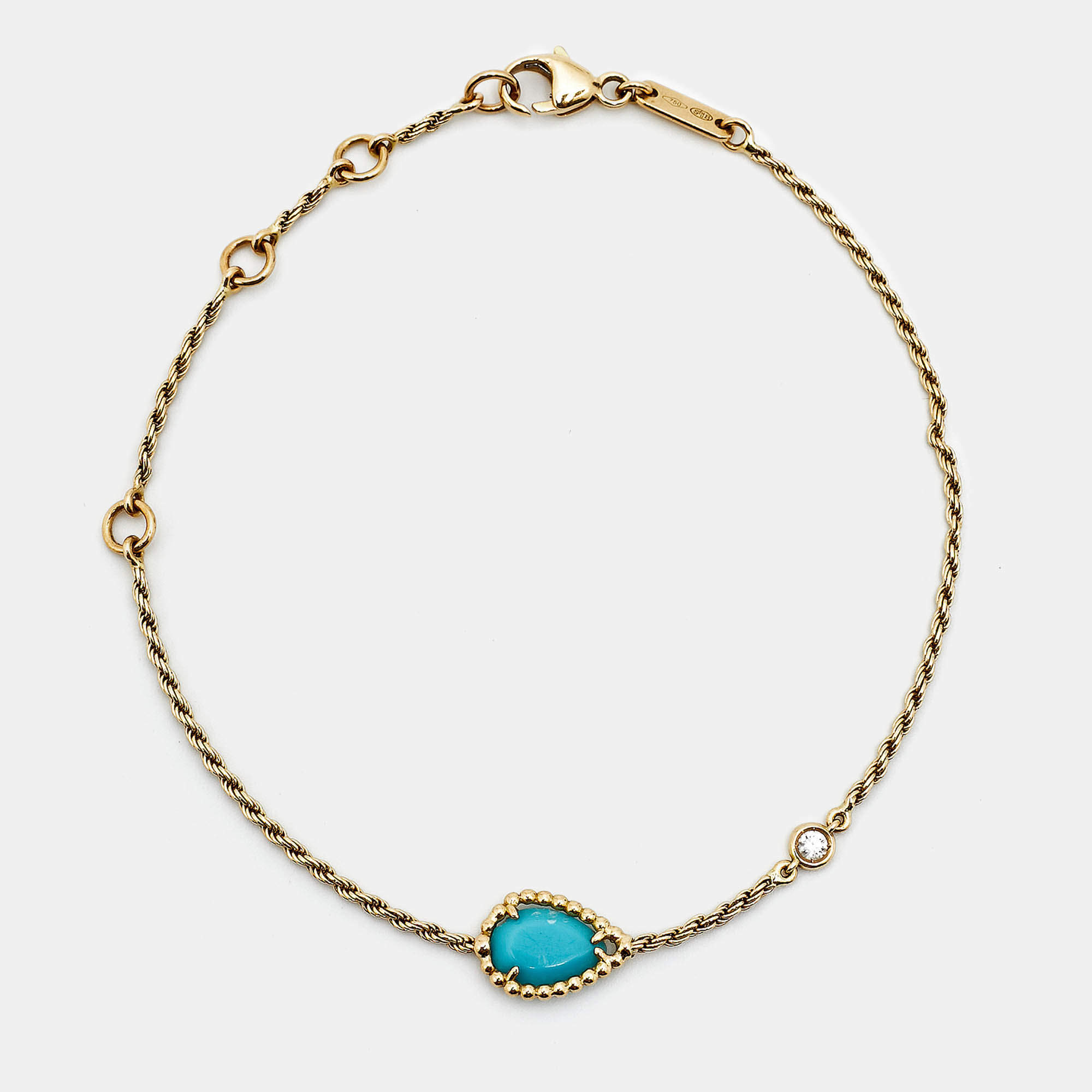 Pre Owned Boucheron Serpent Boheme Turquoise Diamond 18K Yellow Gold Bracelet