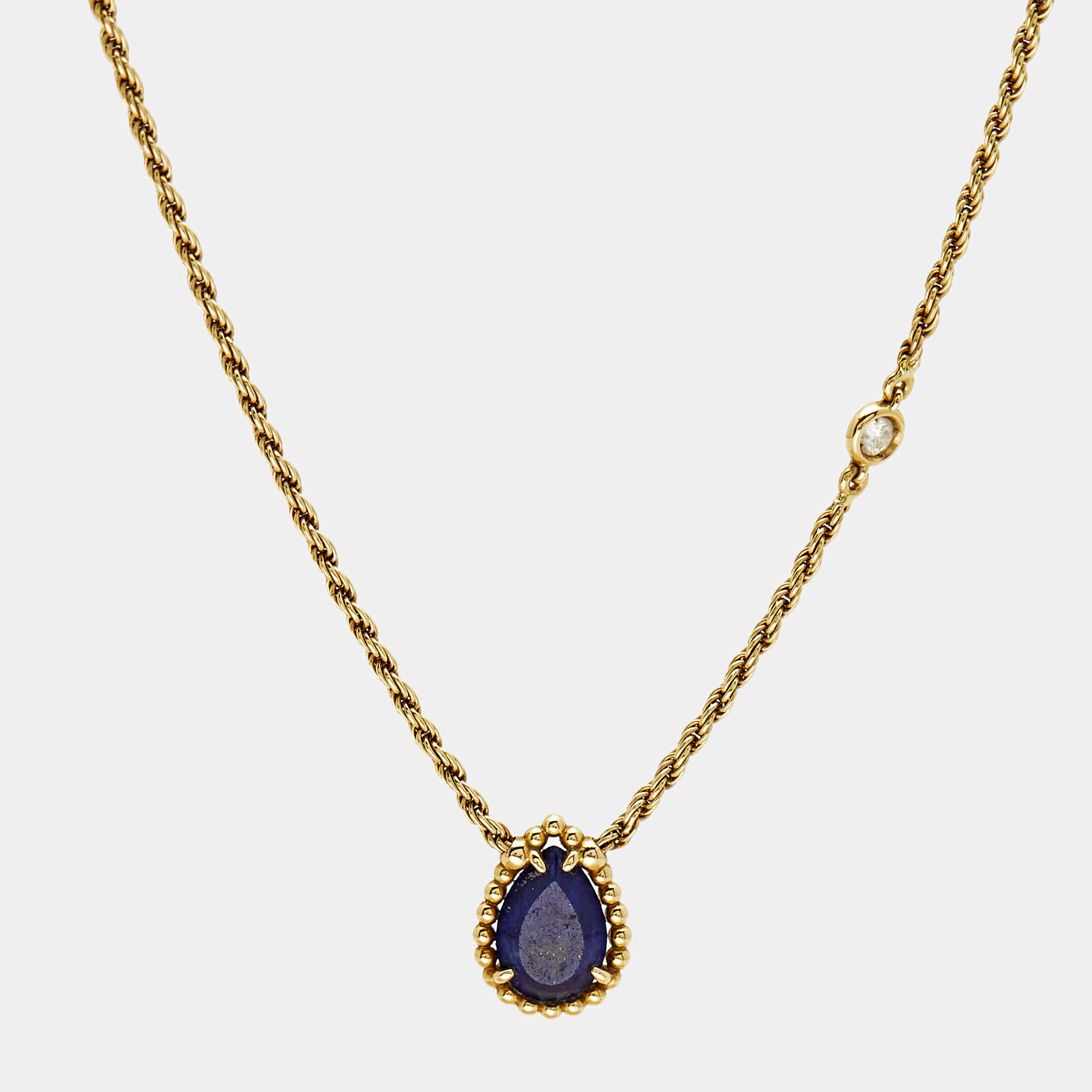Pre Owned Boucheron Serpent Boheme XS Lapis Lazuli Diamond Yellow Gold Necklace