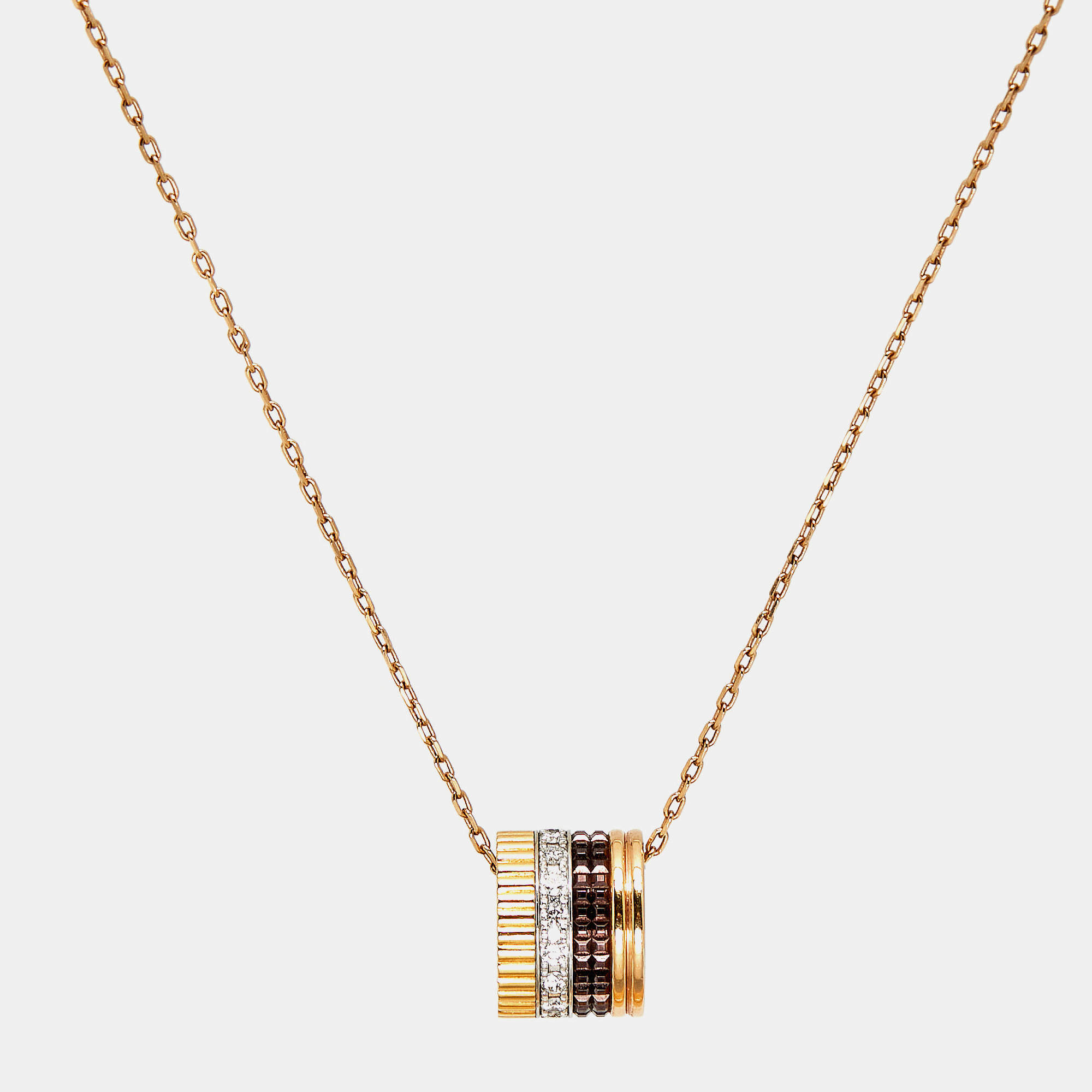 Pre Owned Boucheron Quatre Classique PVD Diamonds 18k Three Tone Gold Large Model Necklace