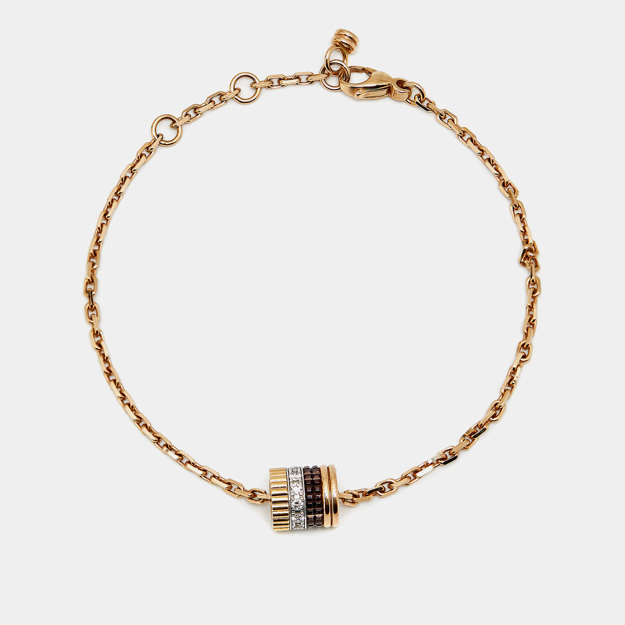 Pre Owned Boucheron Quatre Classique PVD Diamonds 18k Three Tone Gold Bracelet