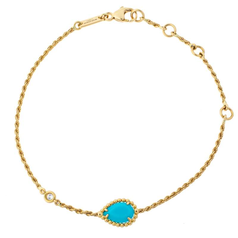 Boucheron Serpent Boheme Turquoise Diamond 18K Yellow Gold Bracelet