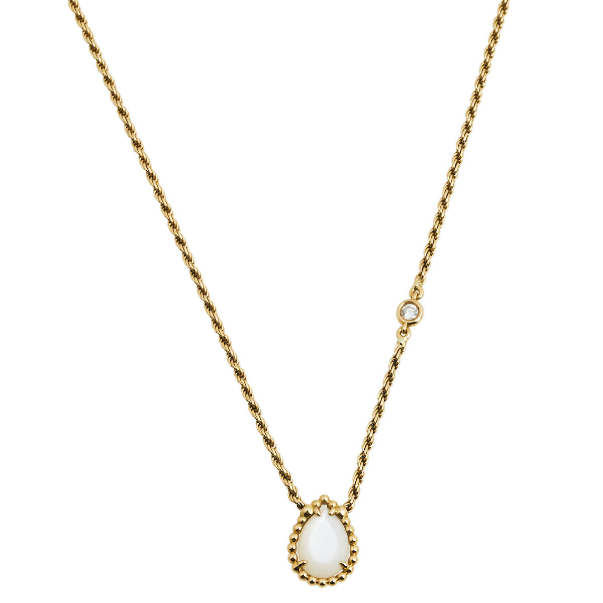 Pre Owned Boucheron Serpent Boheme Mother of Pearl Diamond 18k Yellow Gold Pendant Necklace XS