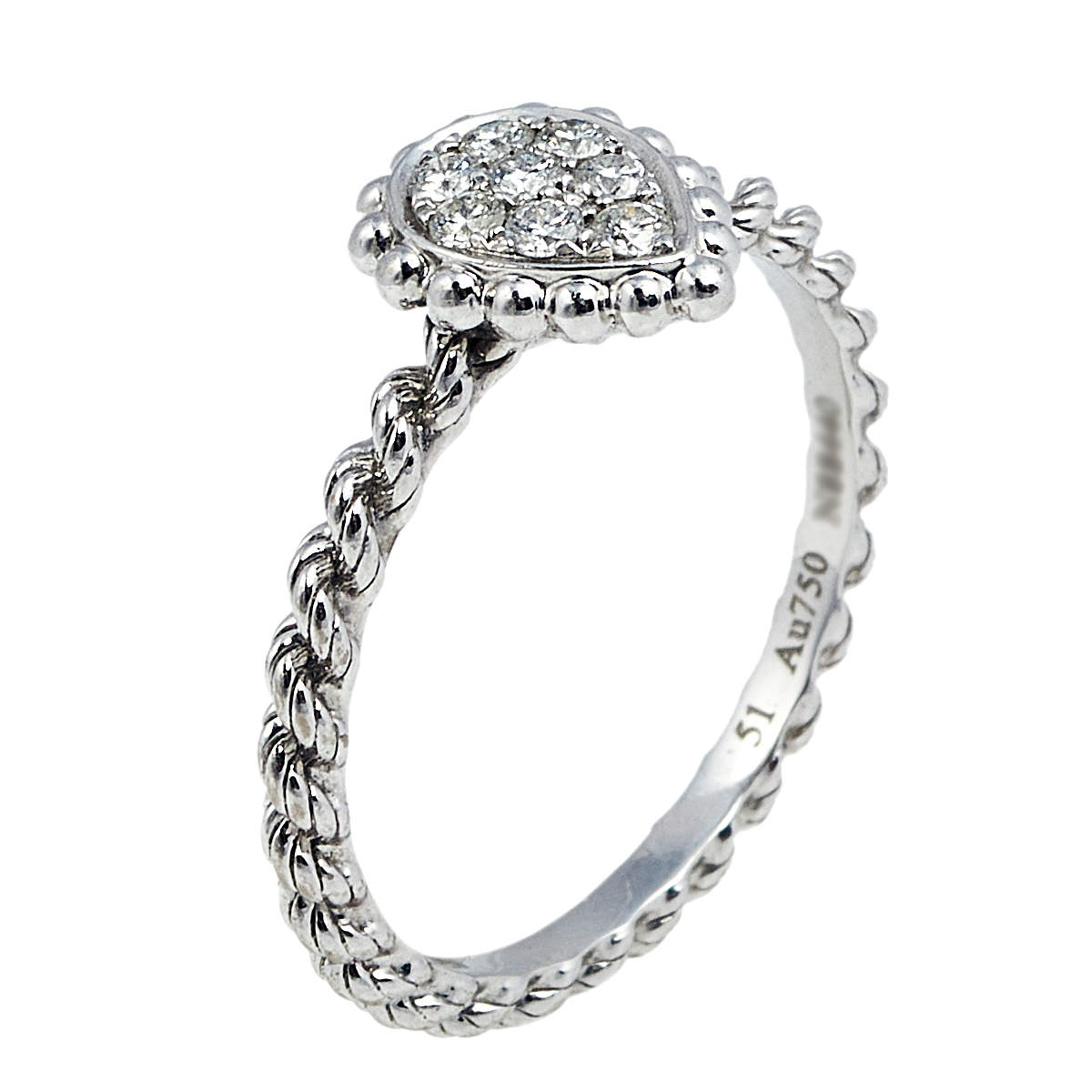 Boucheron Serpent Boheme DIamond 18K White Gold XS Motif Ring Size 51