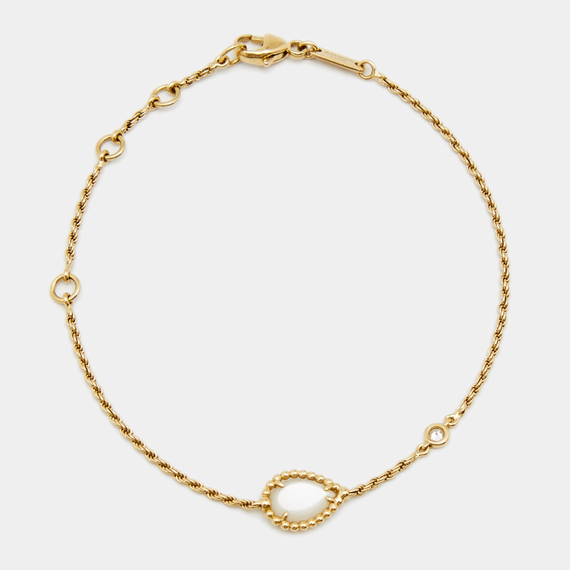 Boucheron Serpent Boheme Diamond Mother of Pearl 18k Yellow Gold Bracelet XS