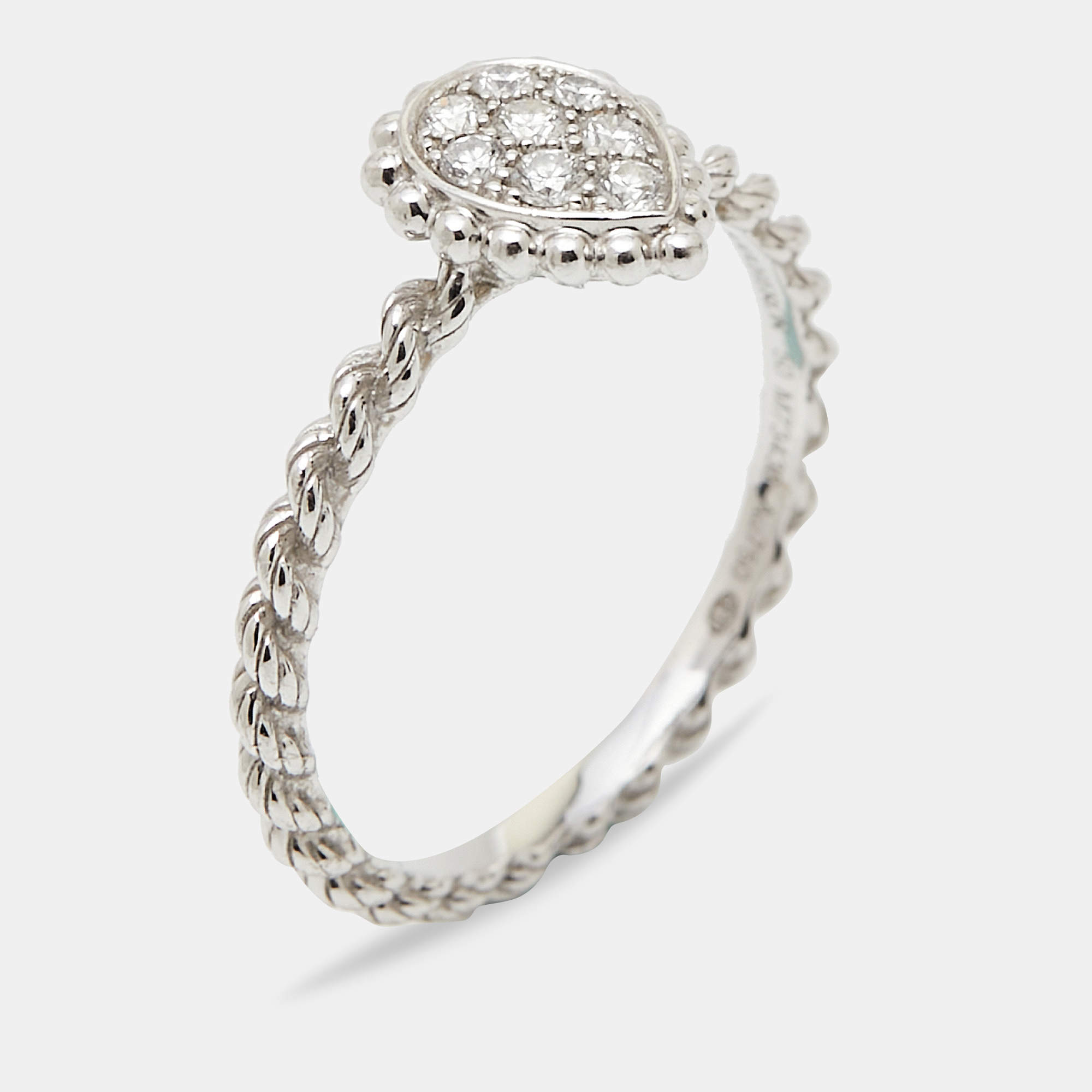 مملوكة مسبقًا Boucheron Serpent Boheme Diamond 18K White Gold XS Motif Ring Size 50