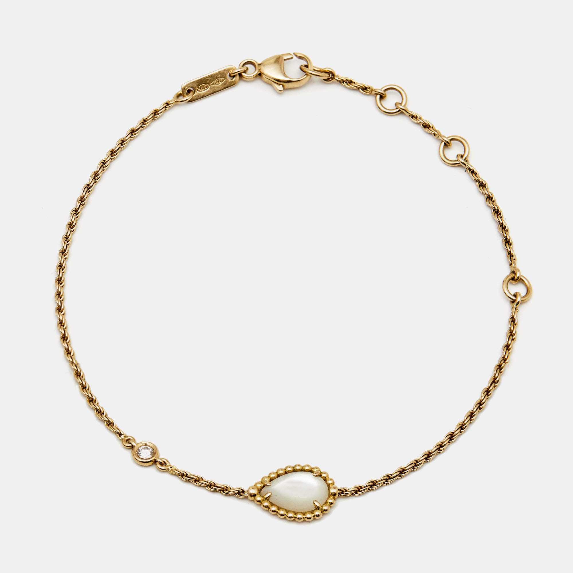 Boucheron Serpent Boheme Mother of Pearl Diamond 18k Yellow Gold XS Motif Bracelet