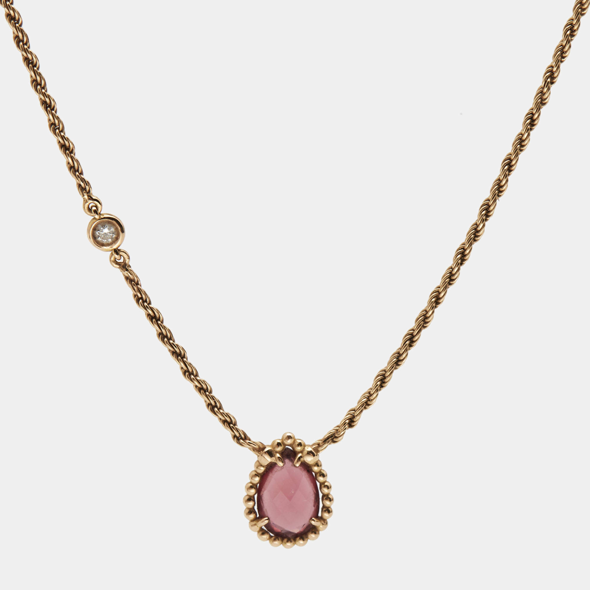 Boucheron Serpent Boheme  Rhodolite Diamond 18k Rose Gold XS Motif Necklace