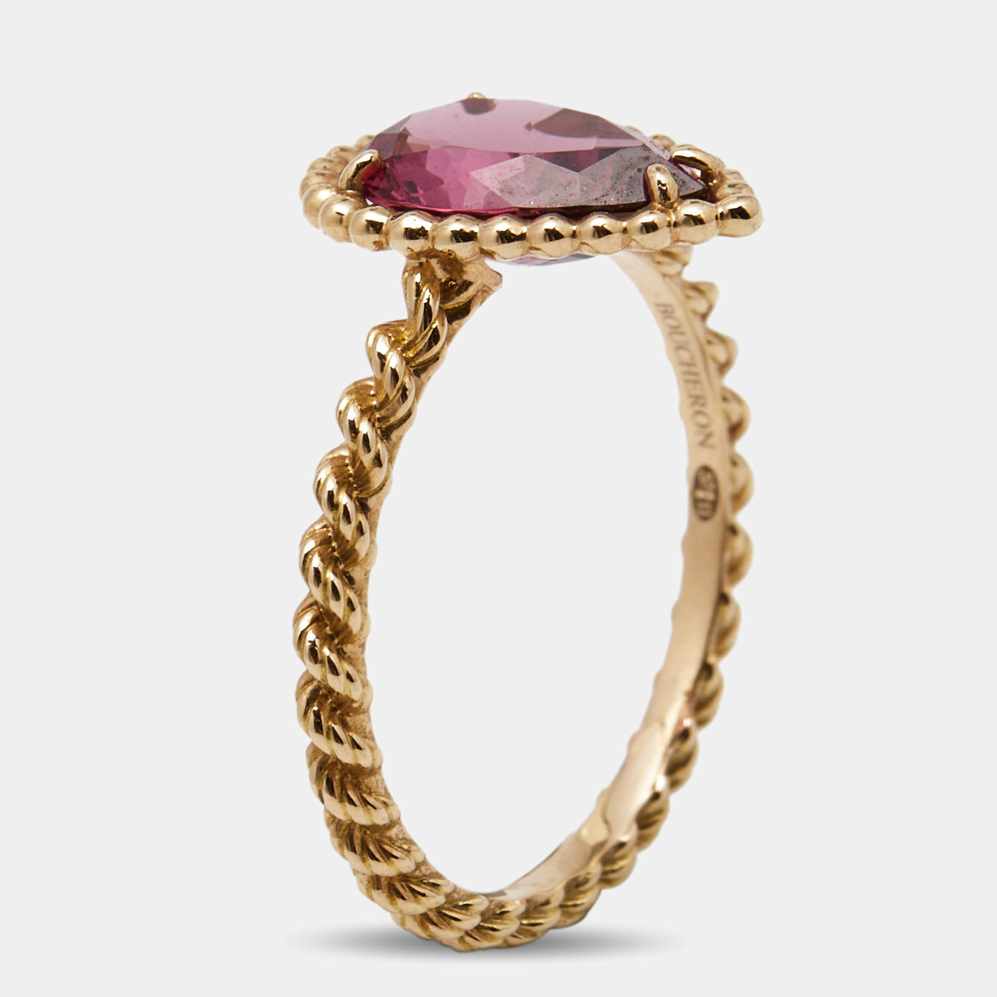 Boucheron Serpent Boheme Rhodolite 18k Rose Gold S Motif Ring Size 52