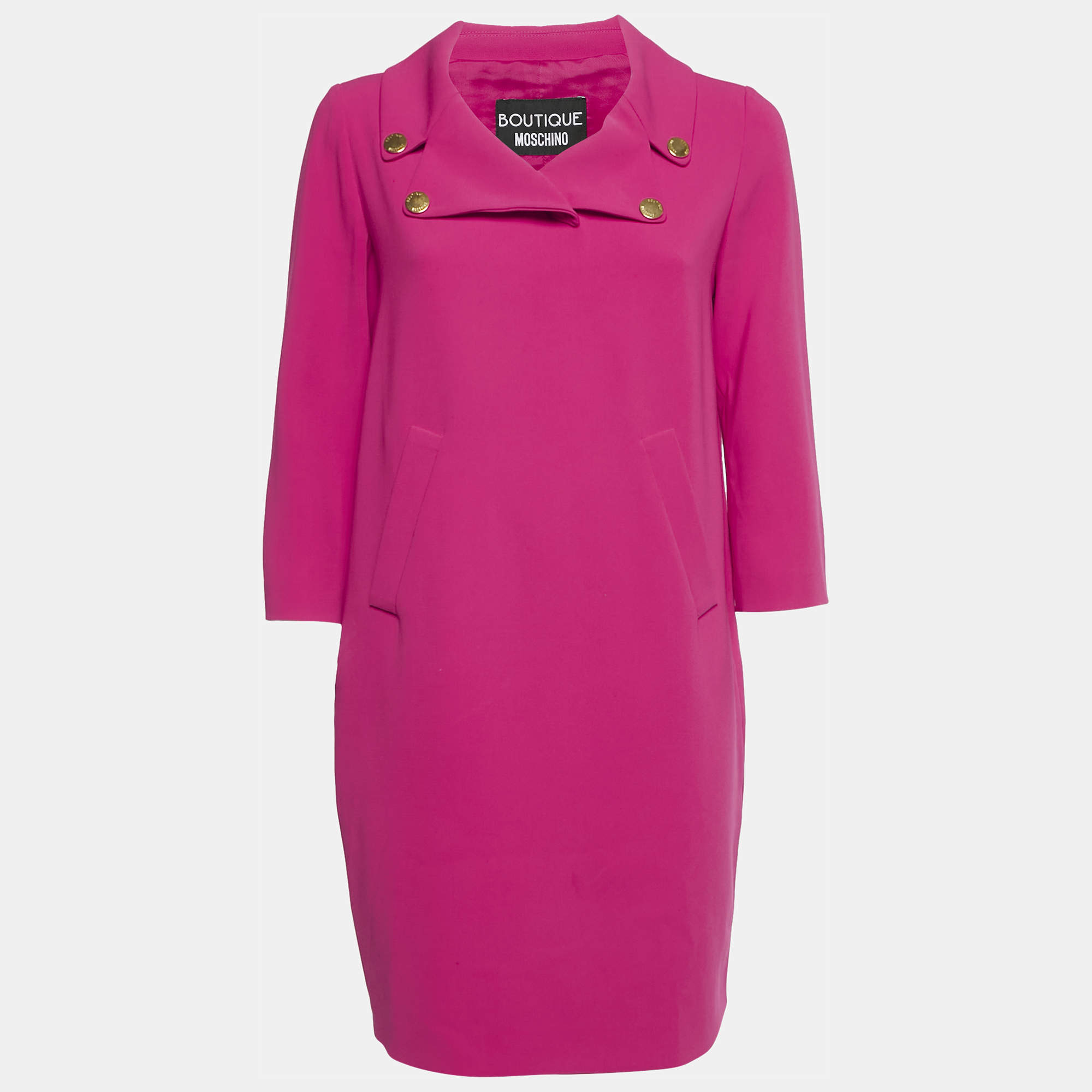Pre Owned Boutique Moschino Pink Crepe Mini Dress S