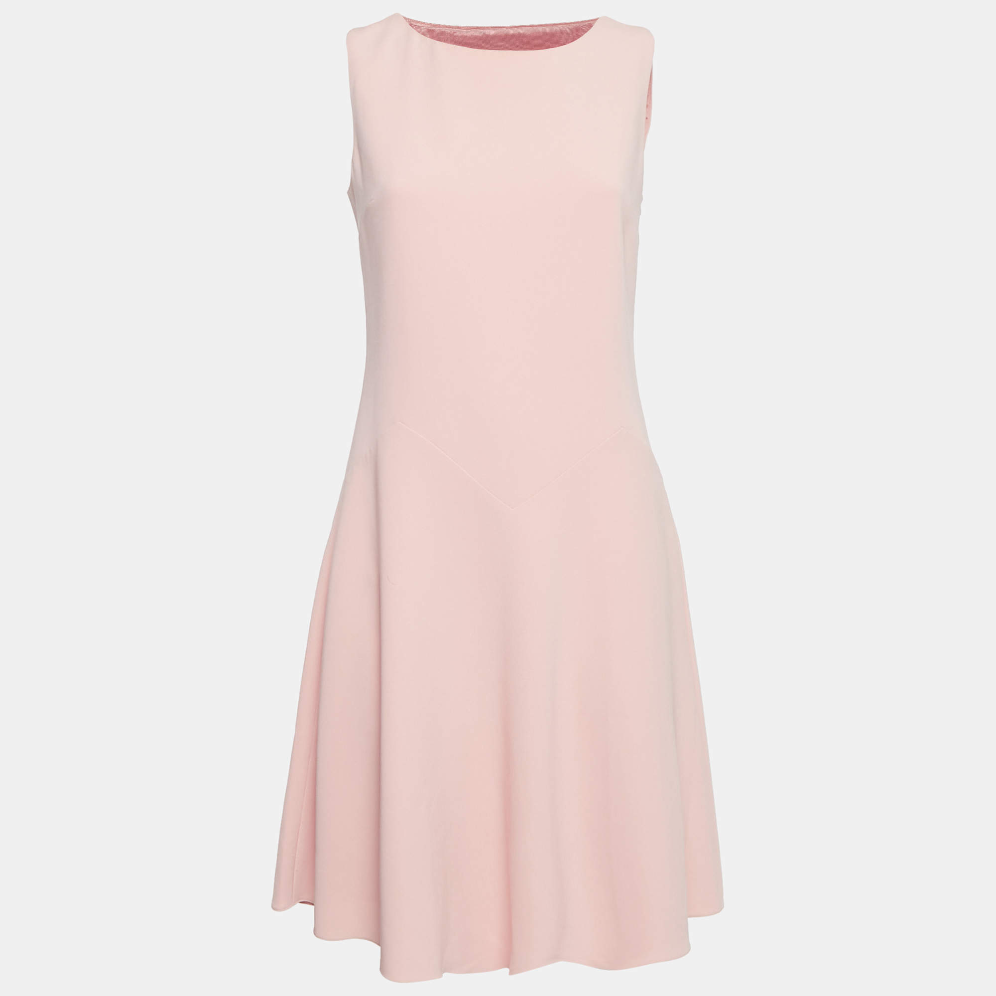 Pre Owned Boutique Moschino Pink/Peach Crepe Sleeveless Short Dress S