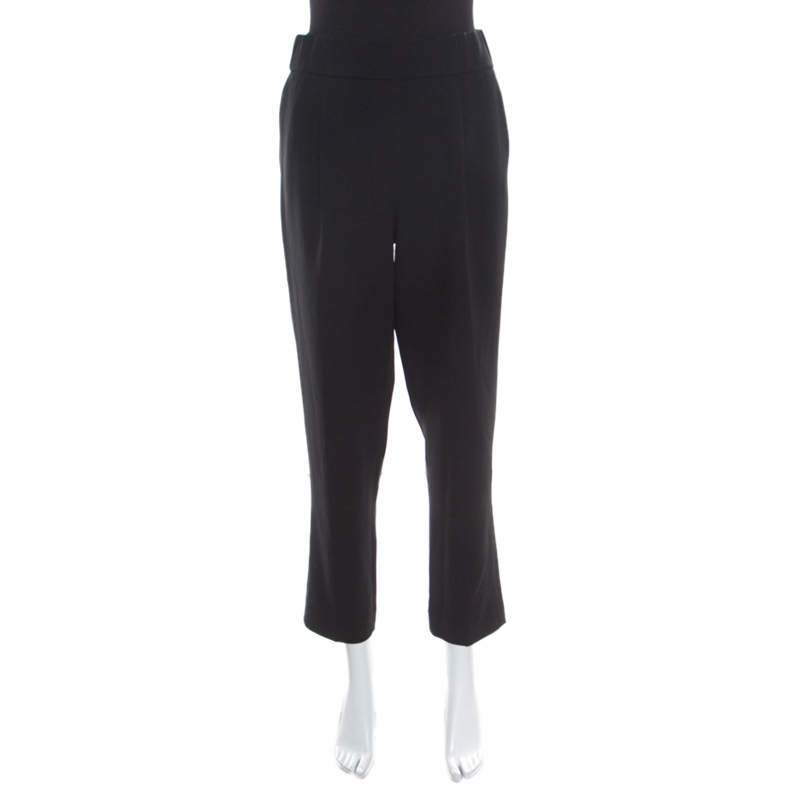 Pre Owned Boutique Moschino Black Crepe High Waist Elasticized Waist Pants M