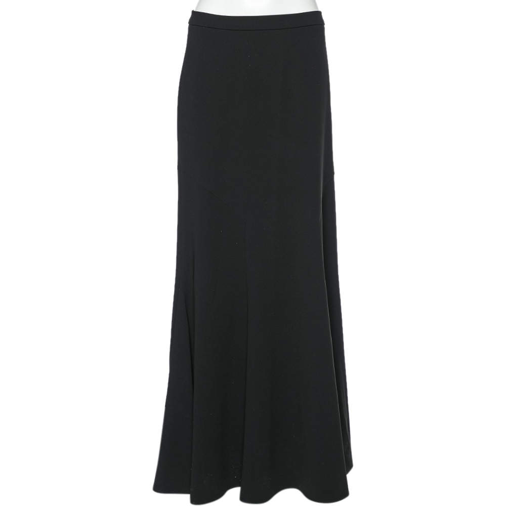 Pre Owned Boutique Moschino Black Crepe Maxi Skirt M