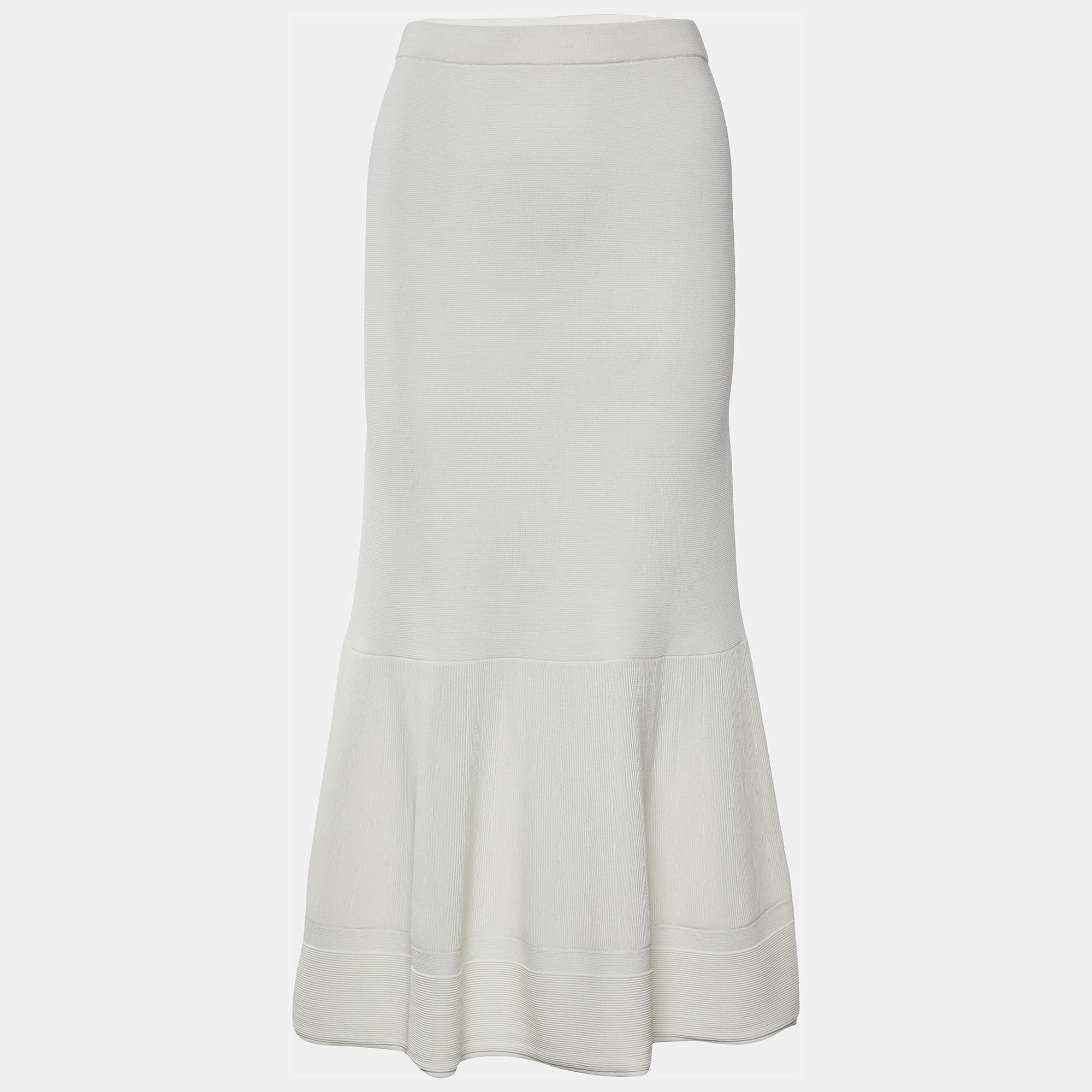 Pre Owned Boutique Moschino White Knit Midi Skirt S