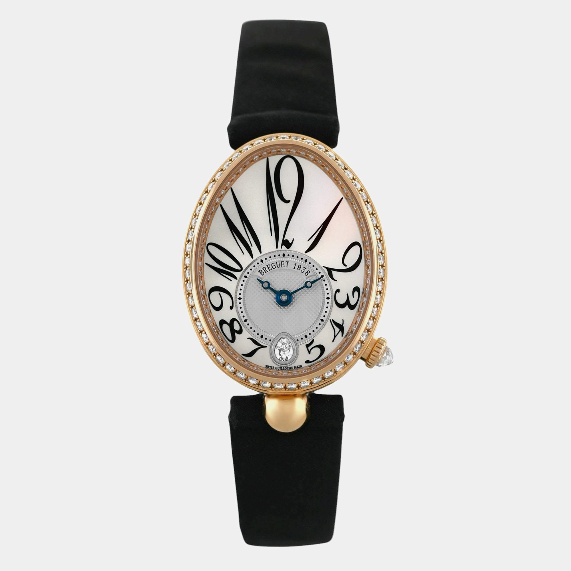 Pre Owned Breguet Reine De Naples 8918br/58/964 Automatic White Diamonds 18k Rose Gold Women's Wristwatch 29 mm