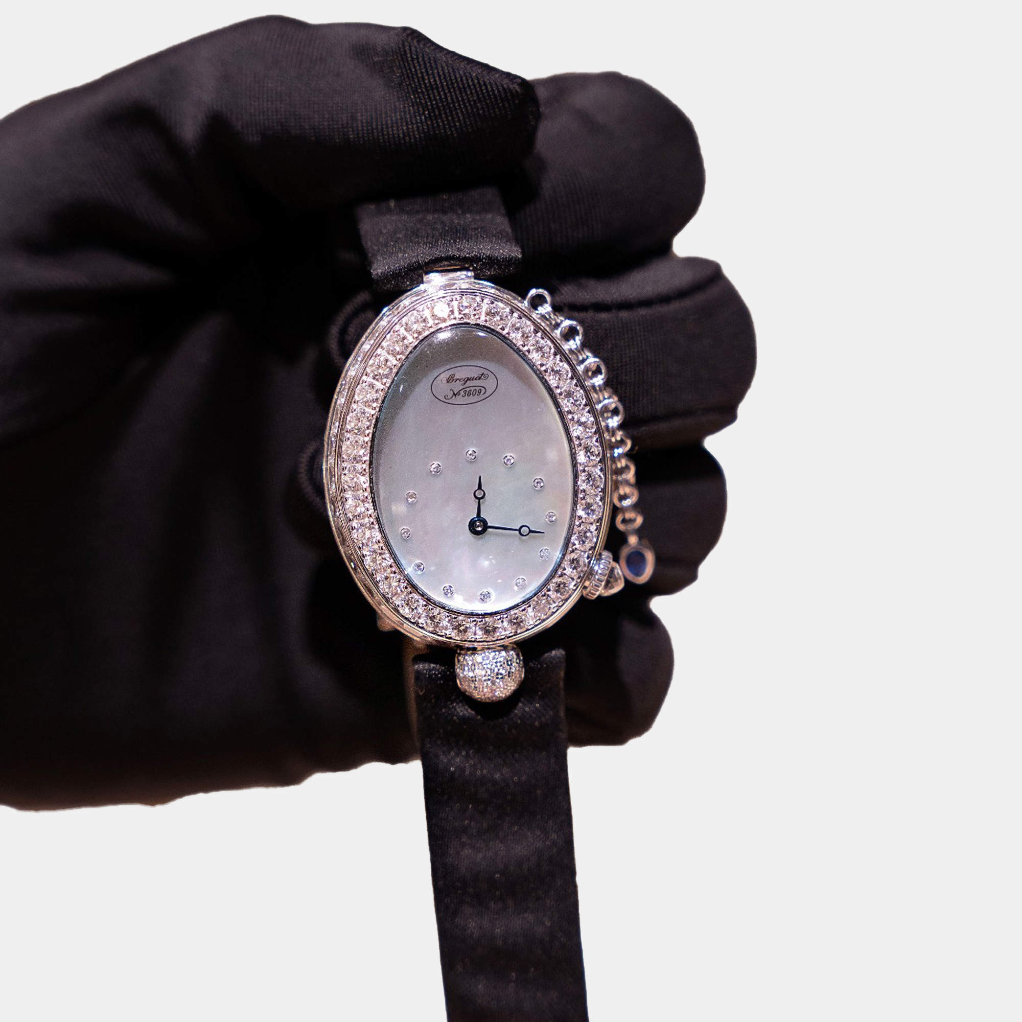 Pre Owned Breguet Reine de Naples 8929ZB High Model White Gold Diamond Automatic  Watch 33 mm