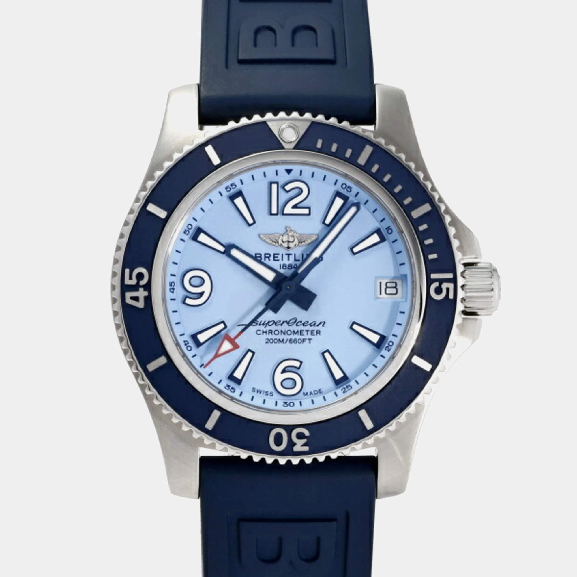 Breitling Blue Stainless Steel Superocean A17316D81C1A1 Automatic Women's Wristwatch 36 mm