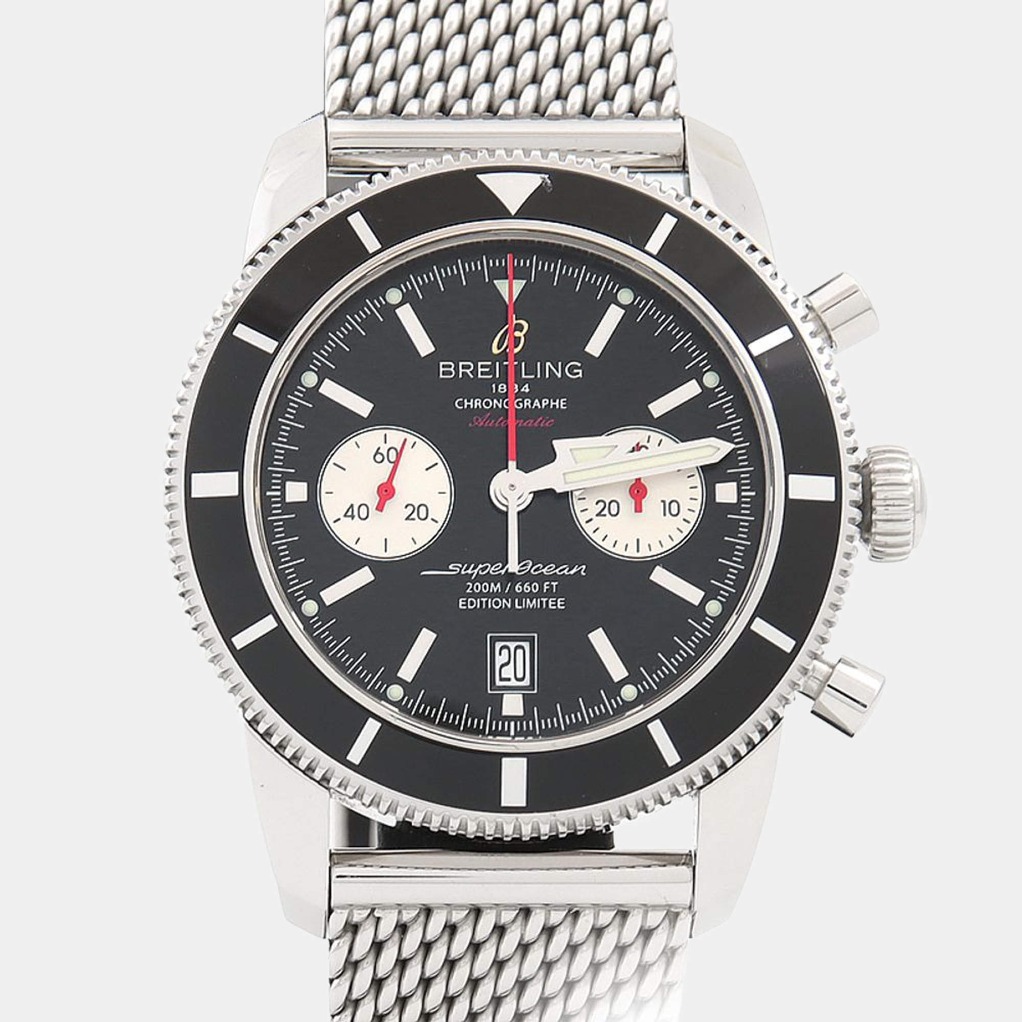 Pre Owned Breitling Superocean Heritage Chronograph A23320 Automatic Black Stainless Steel Men's Wristwatch 46mm