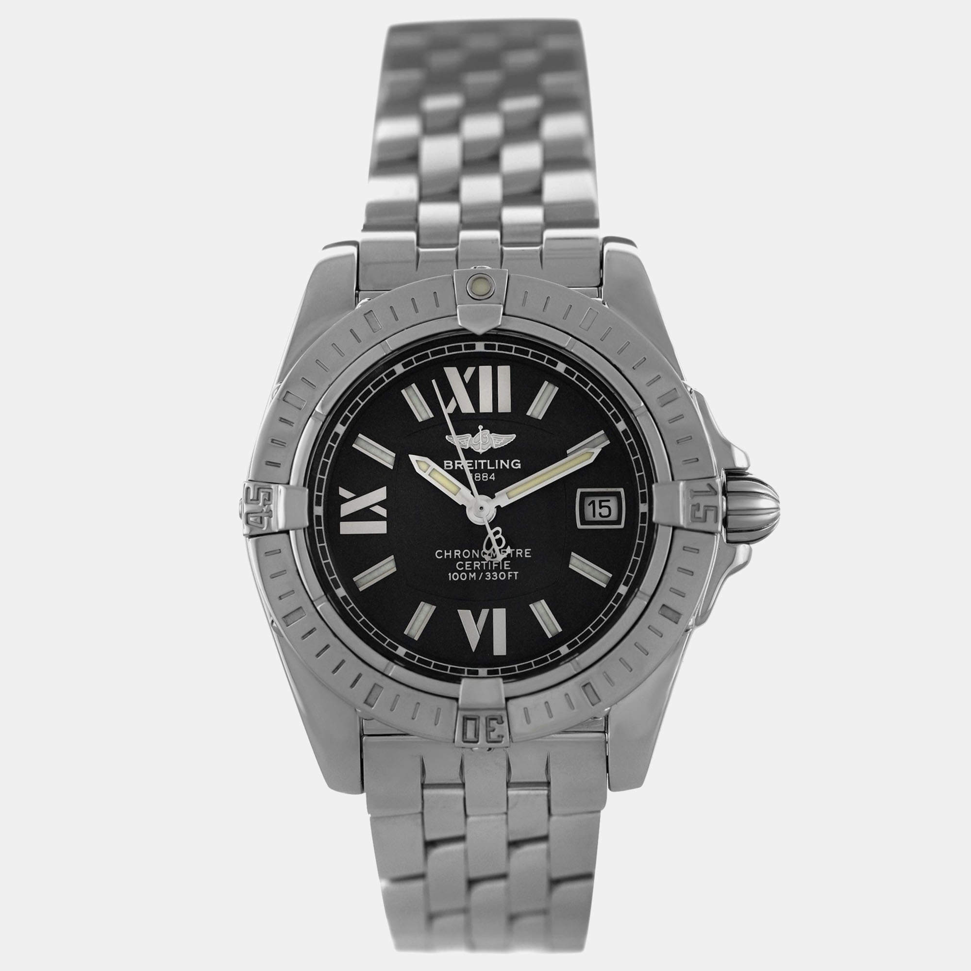 Pre Owned Breitling Cockpit Lady A71356 Quartz Black Stainless Steel Women's Wristwatch 32 mm
