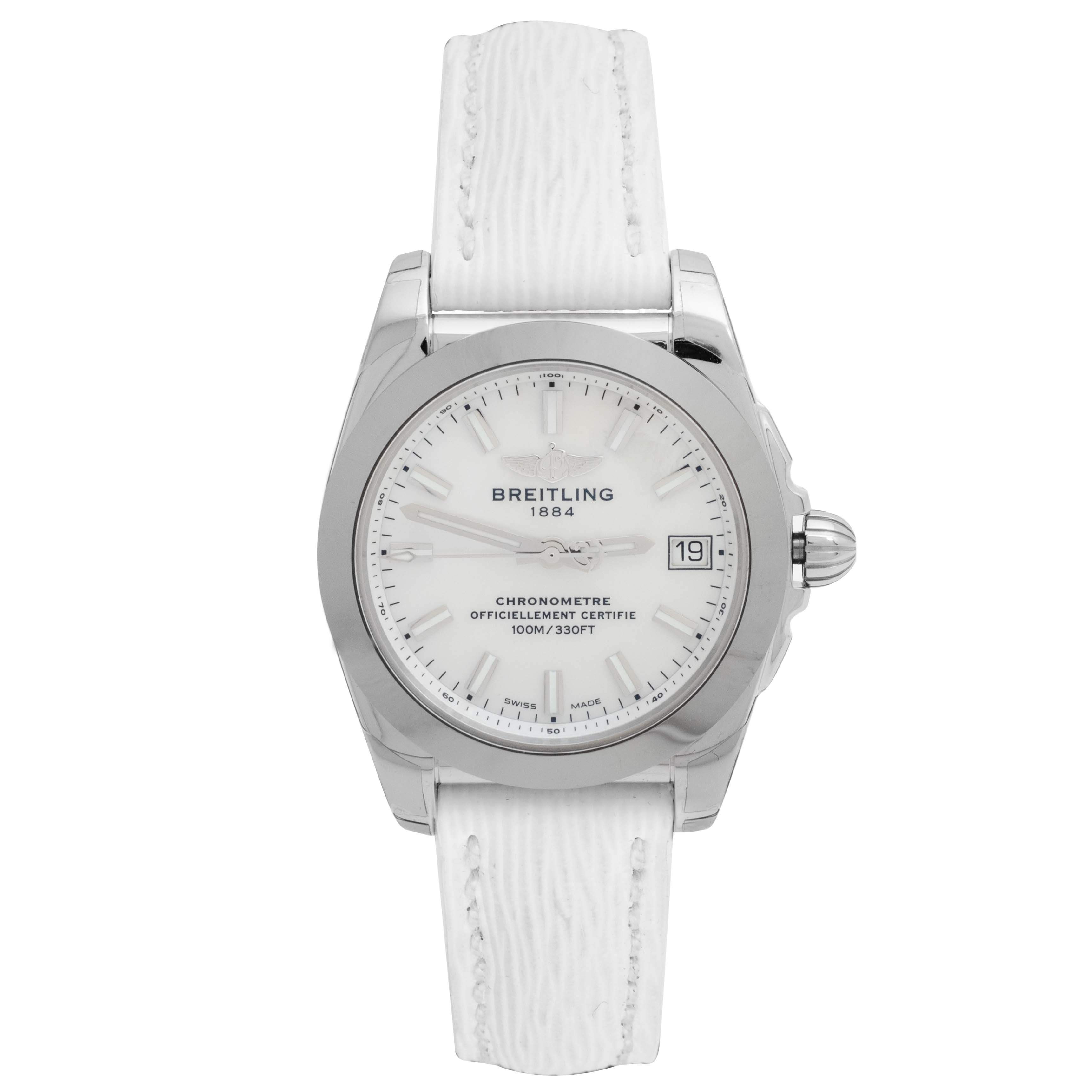 Breitling MOP Stainless Steel Leather Galactic W7433012/A779 Women's Wristwatch 36 MM
