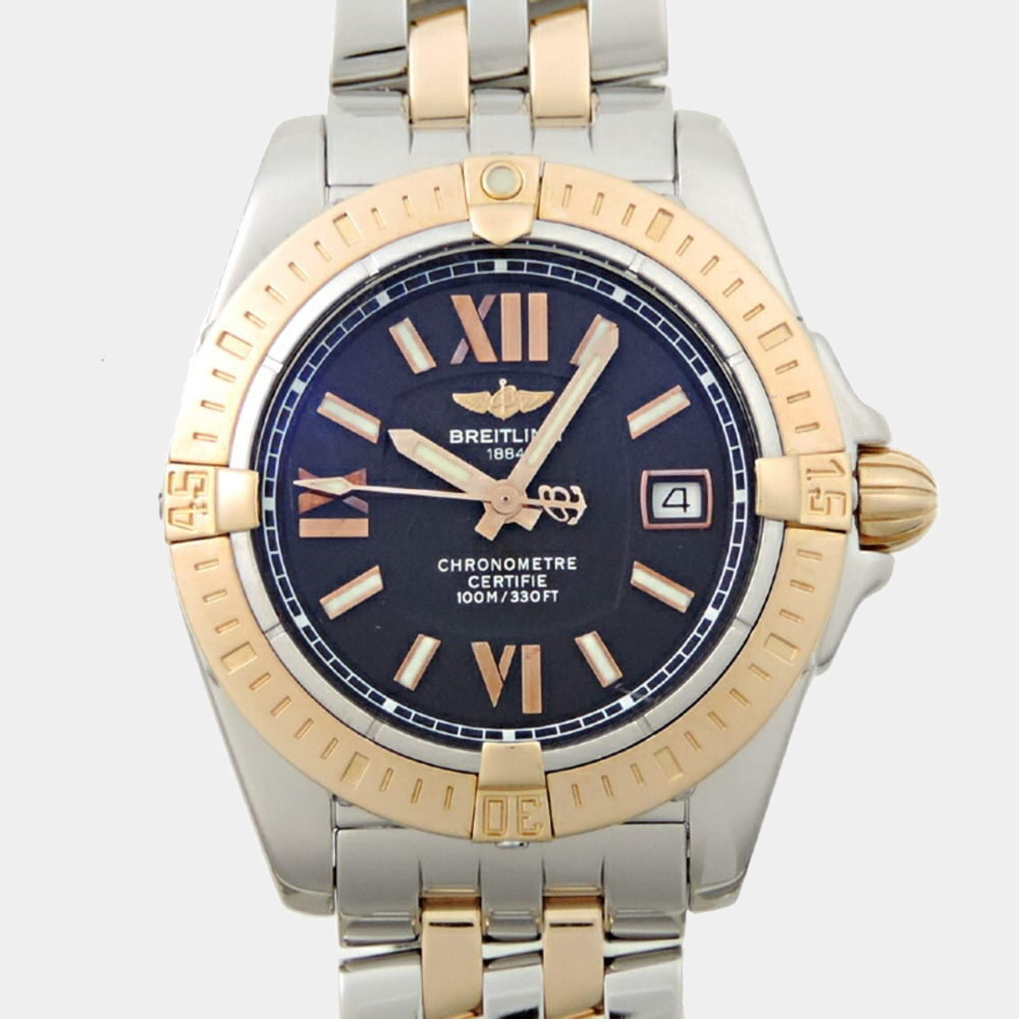Breitling Black 18K Yellow Gold And Stainless Steel Galactic C71356