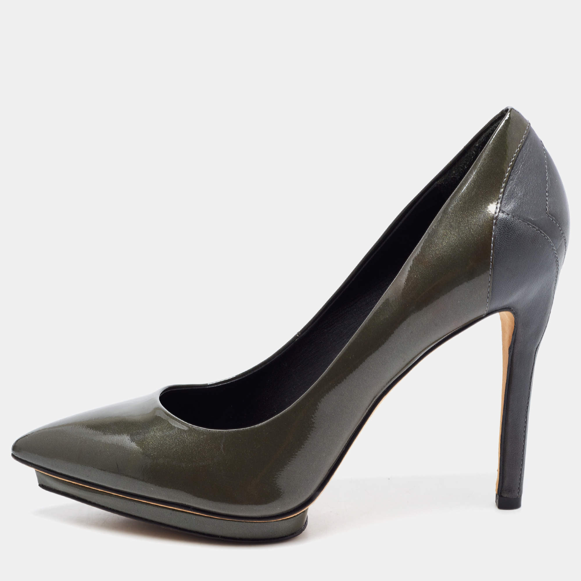 Brian Atwood Two Tone Patent and Leather Platform Pumps Size 37