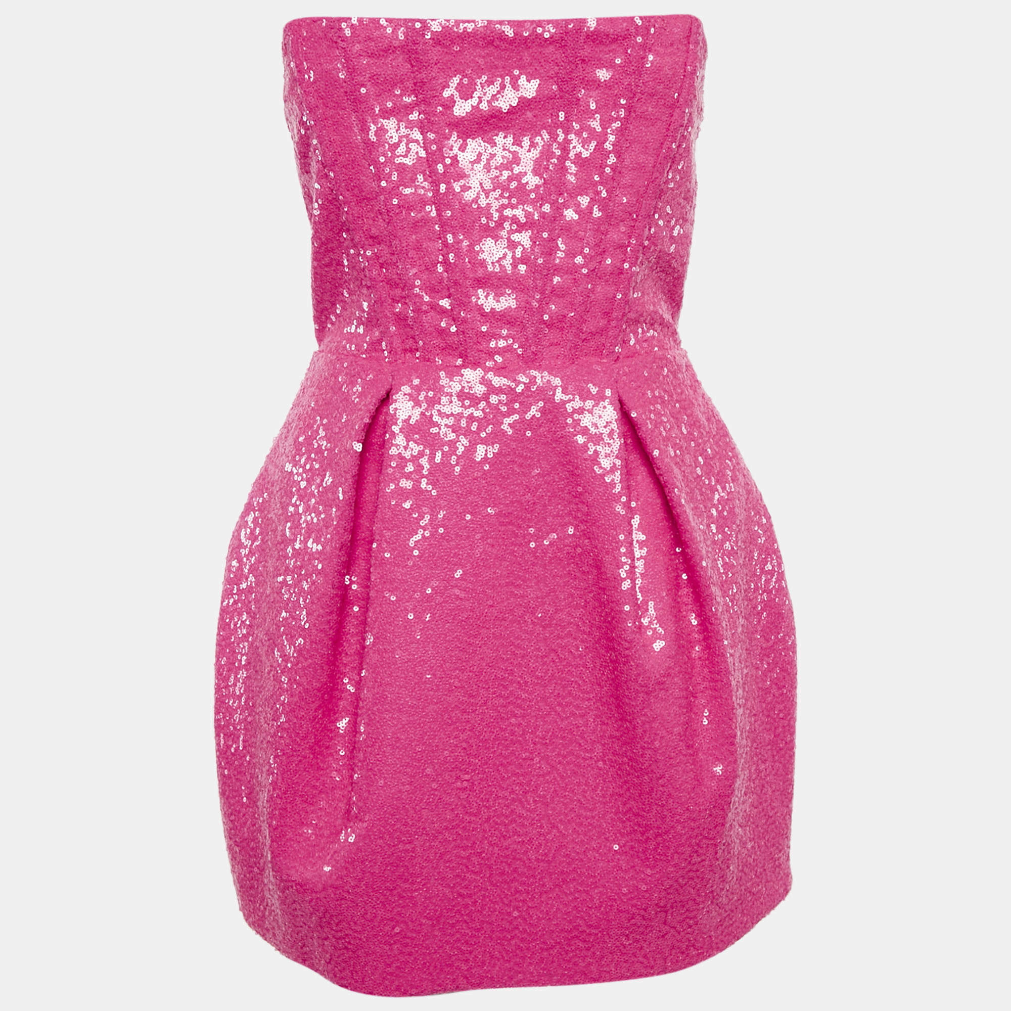 Bronx & Banco Pink Sequin Strapless Corset Maraya Mini Dress S